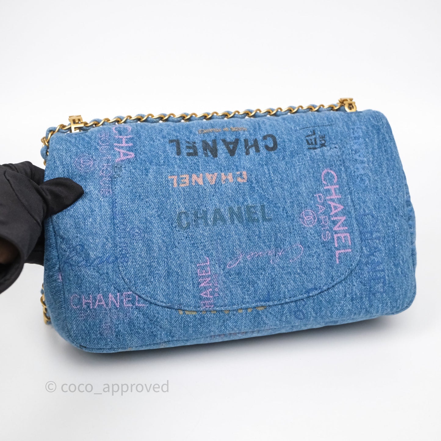 Chanel Large Denim Mood Flap Quilted Blue Multicolor 22P