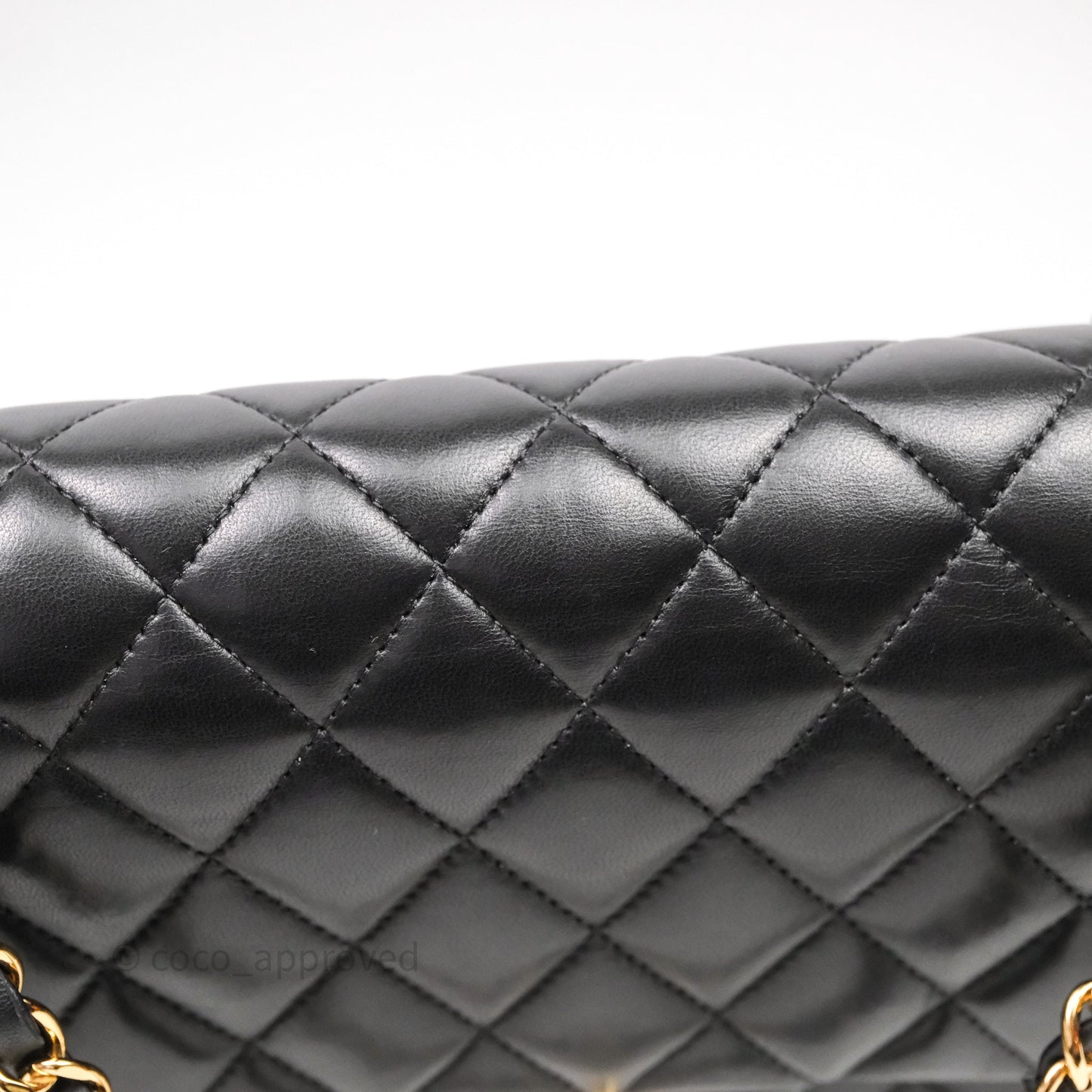 Chanel Classic M/L Medium Flap Quilted Black Lambskin Gold Hardware