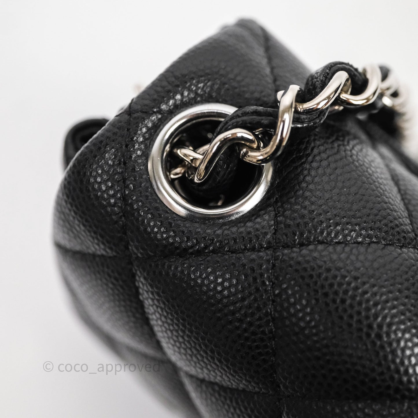 Chanel Mini Square Quilted Black Caviar Silver Hardware