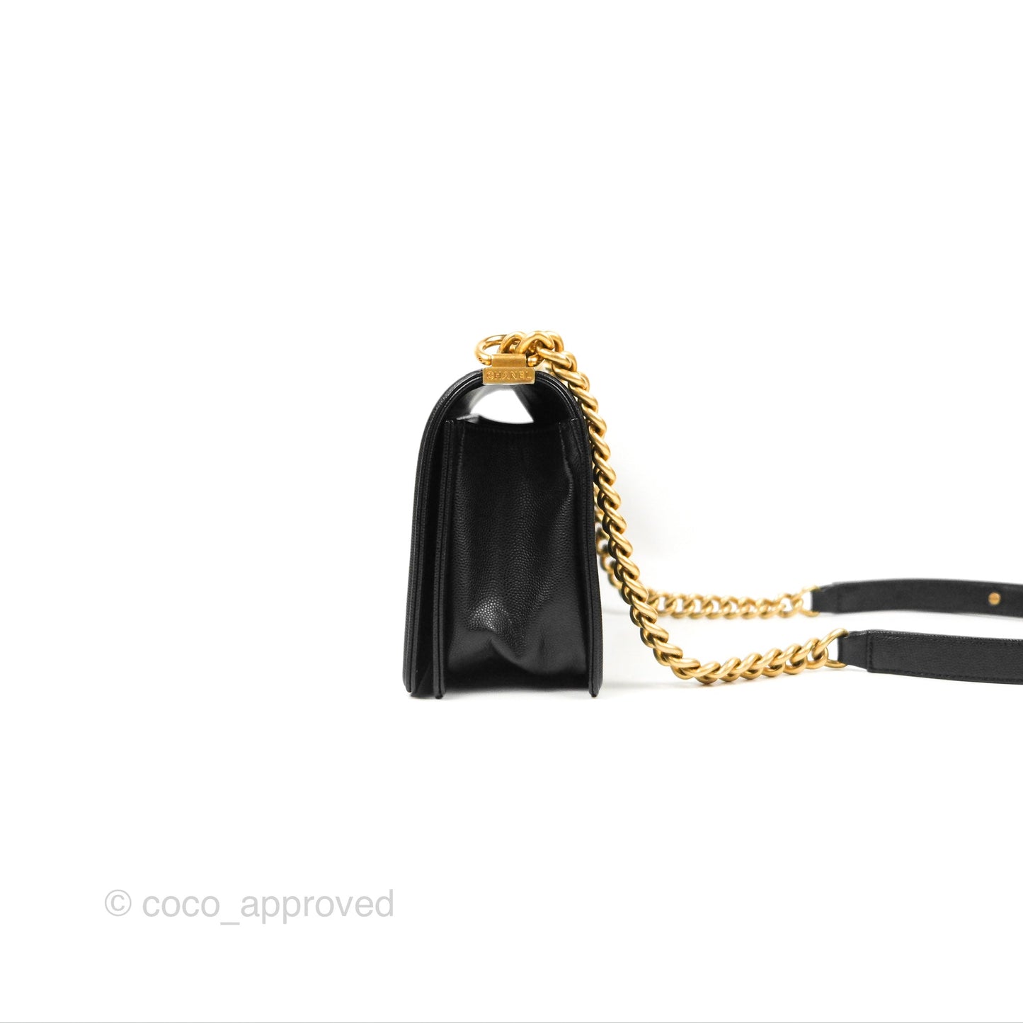 Chanel Quilted Medium Boy Black Caviar Aged Gold Hardware