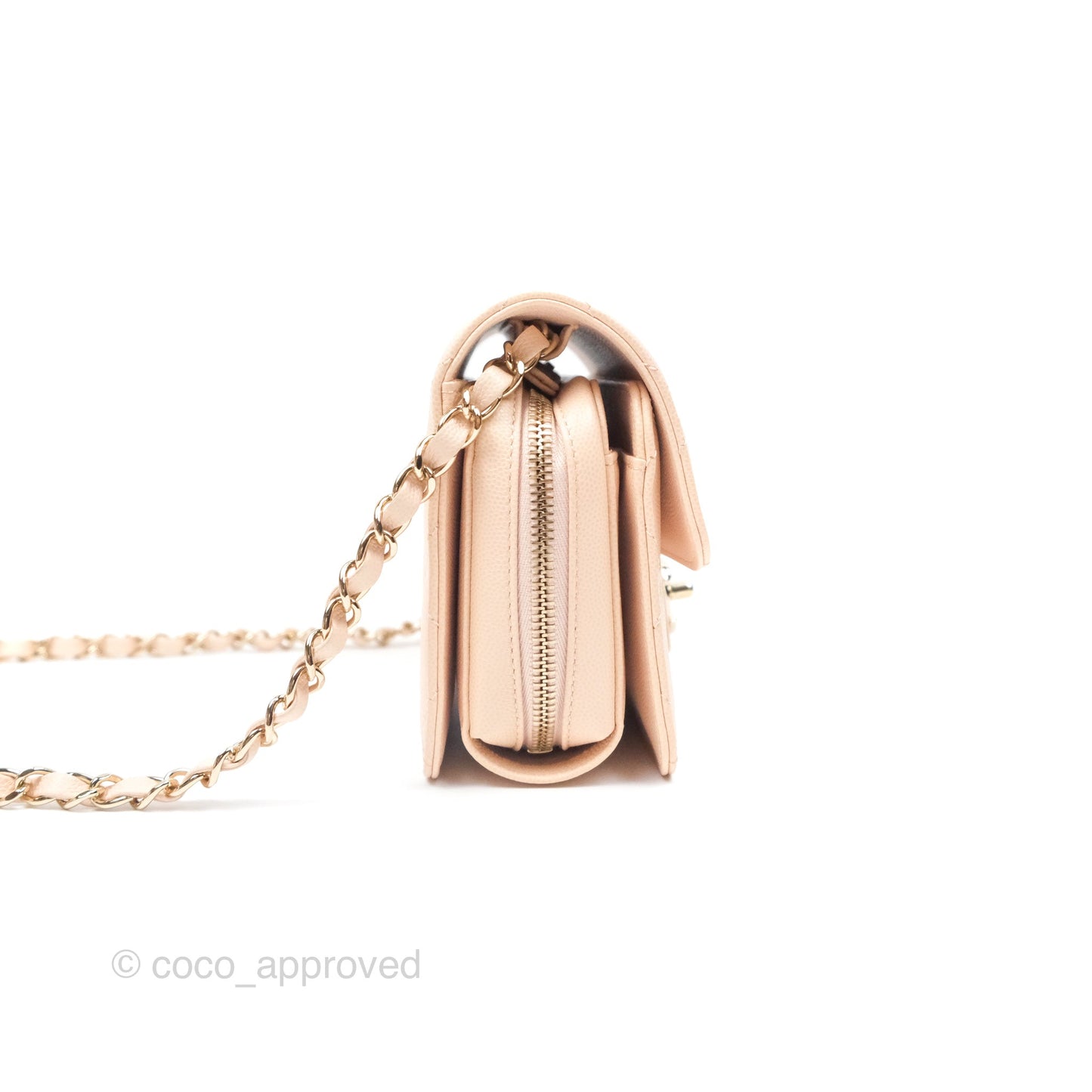 Chanel Quilted Small Like The Wallet Flap Light Beige Pink Caviar Light Gold Hardware 22C