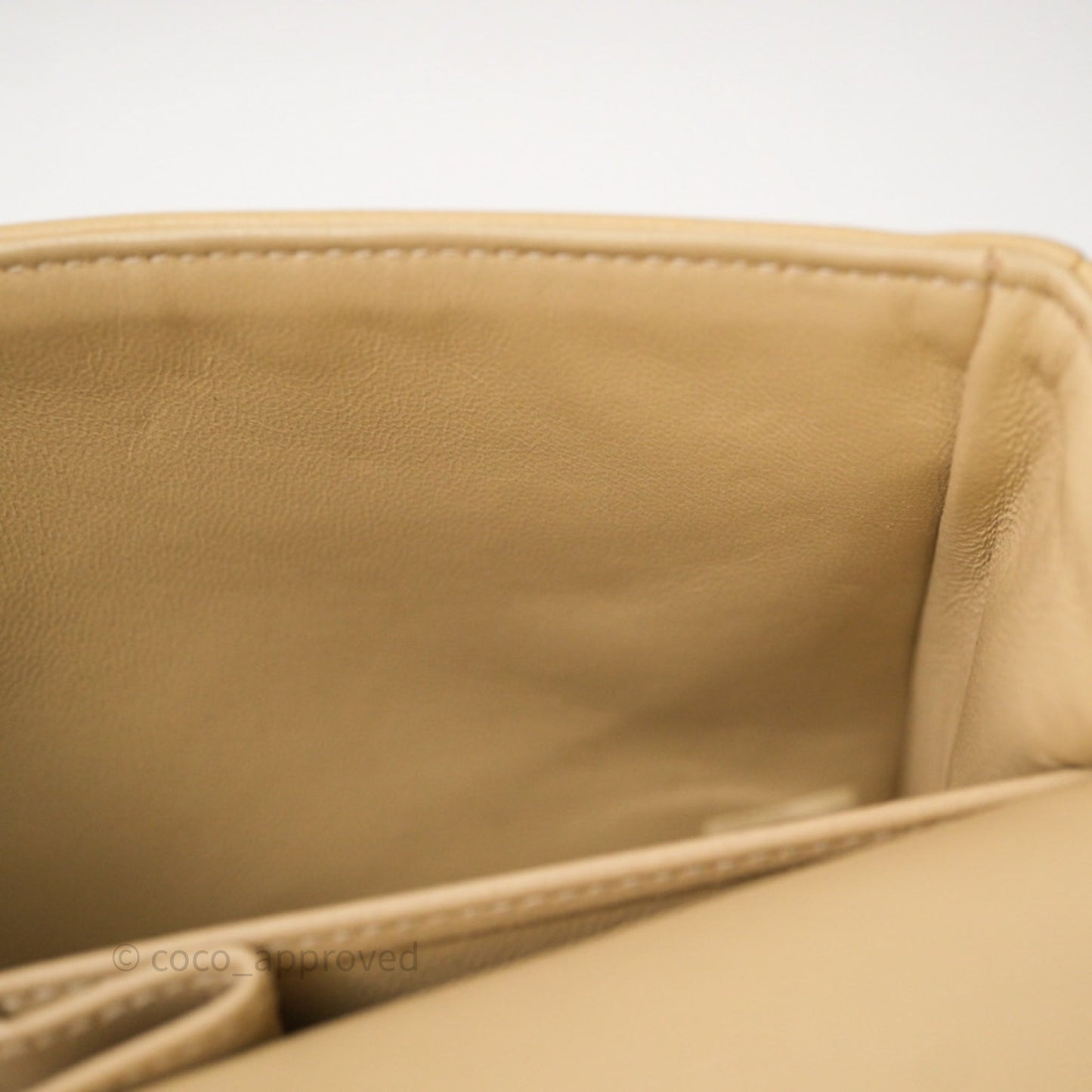 Chanel Vintage Small Classic Flap Beige Lambskin 24K Gold Hardware