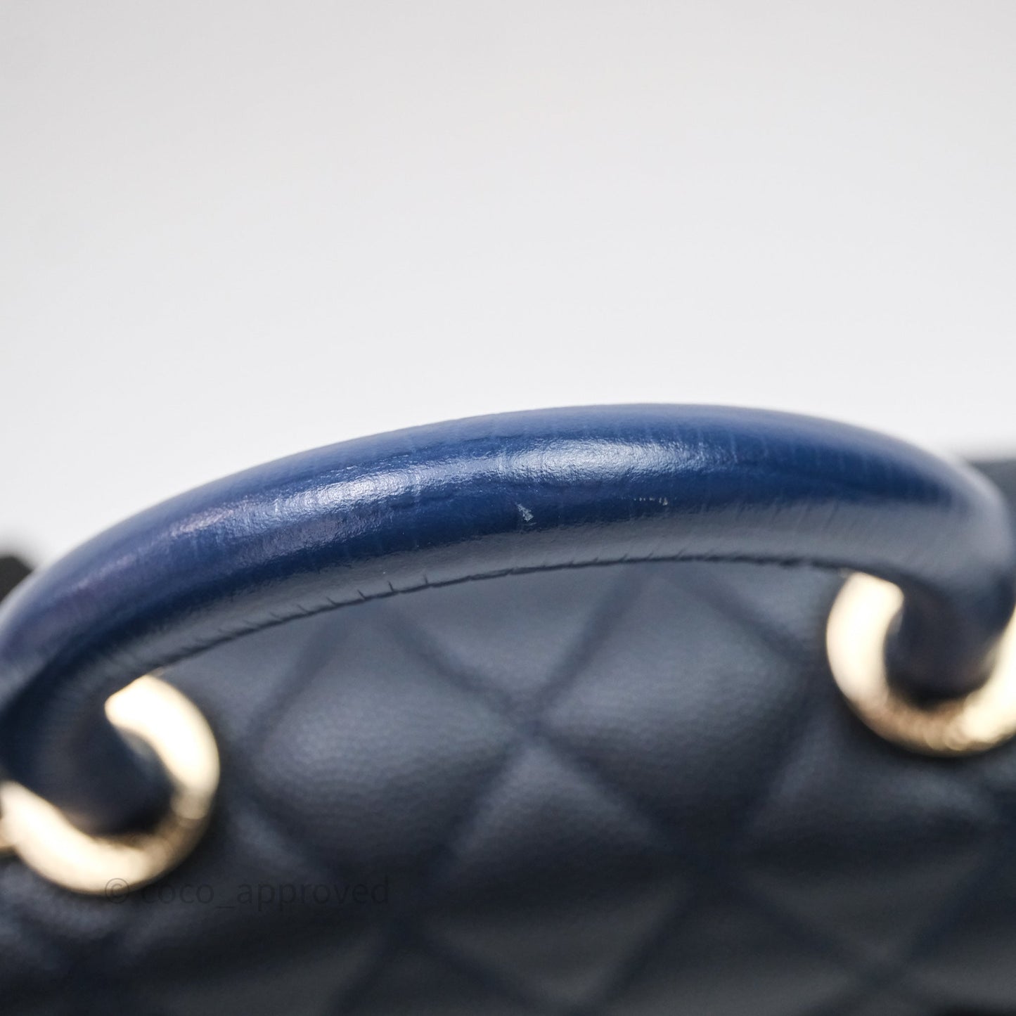 Chanel Mini Coco Handle Quilted Navy Caviar Gold Hardware Lizard Embossed Handle
