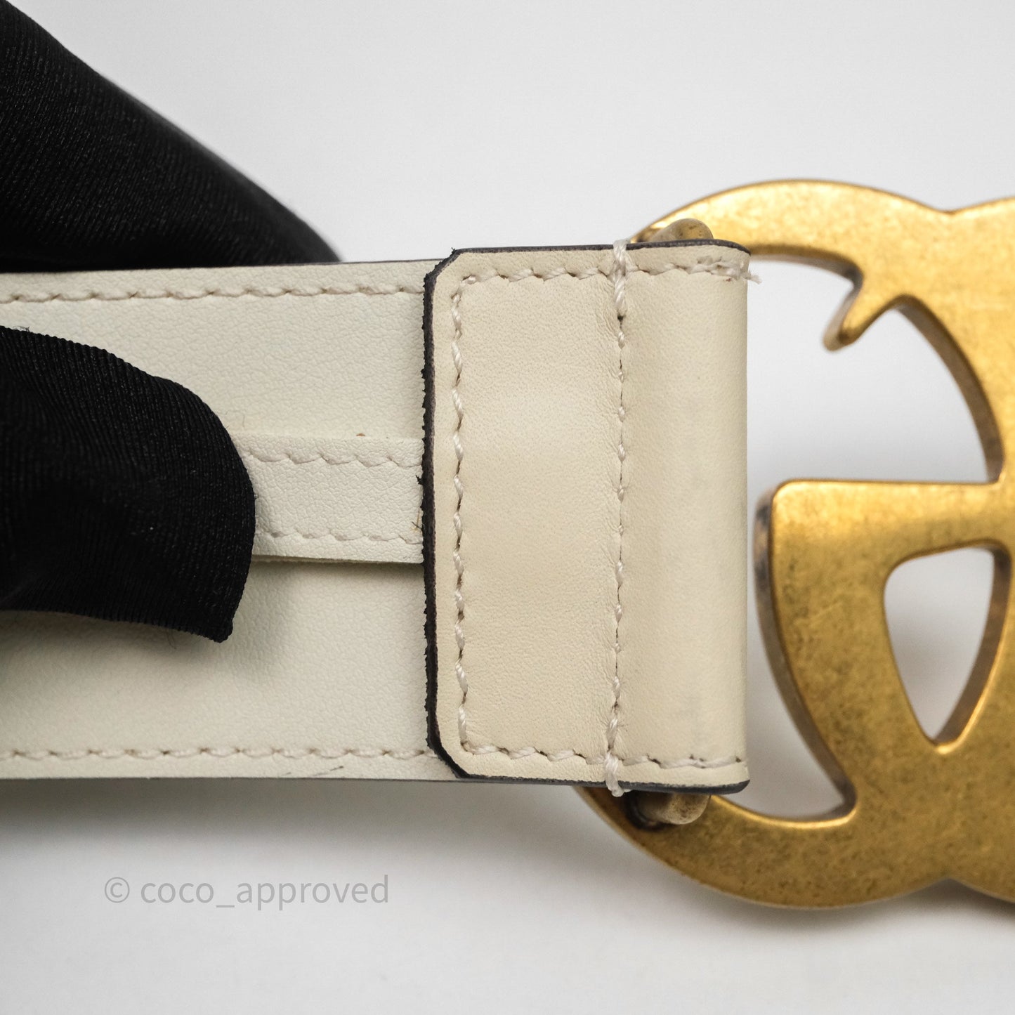 Gucci Double GG 20mm Belt 75 30 White Calfskin