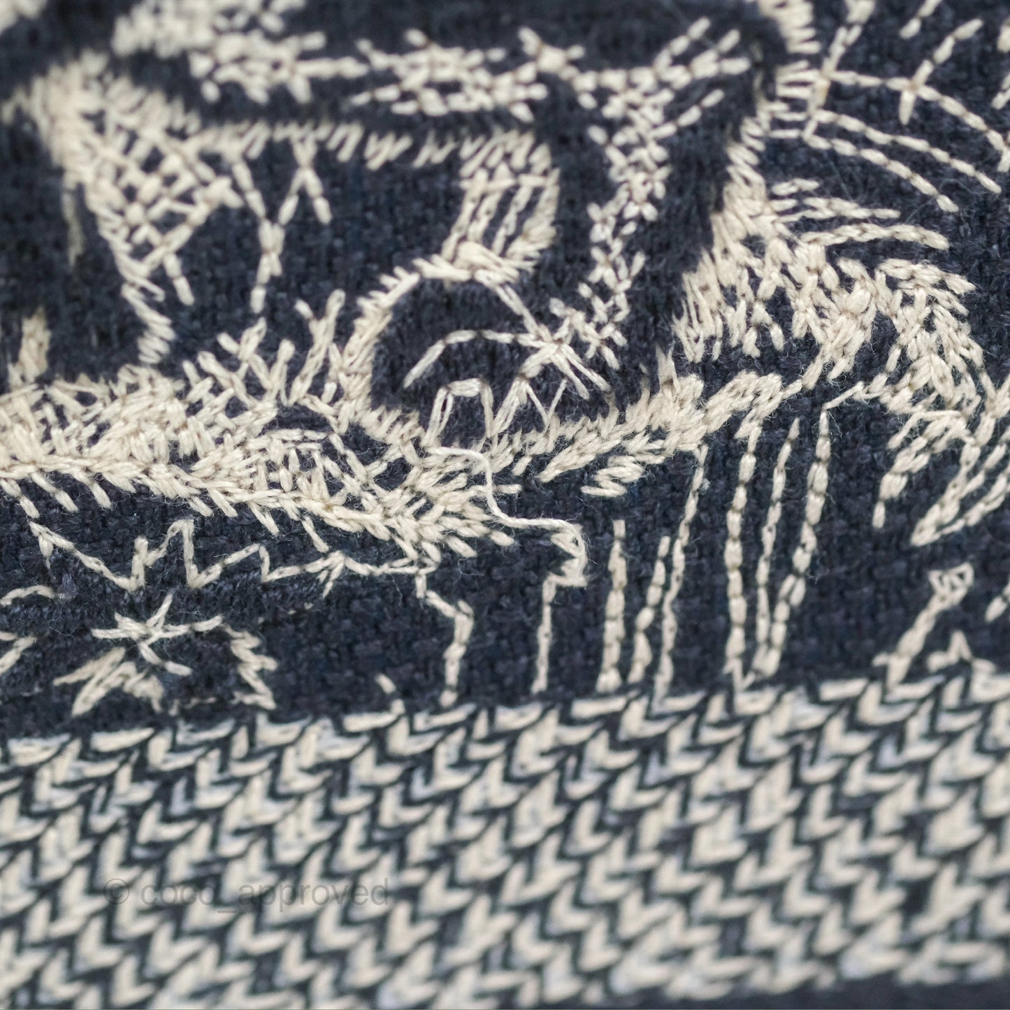Christian Dior Embroidered Toile De Jouy Small Canvas Book Tote Navy