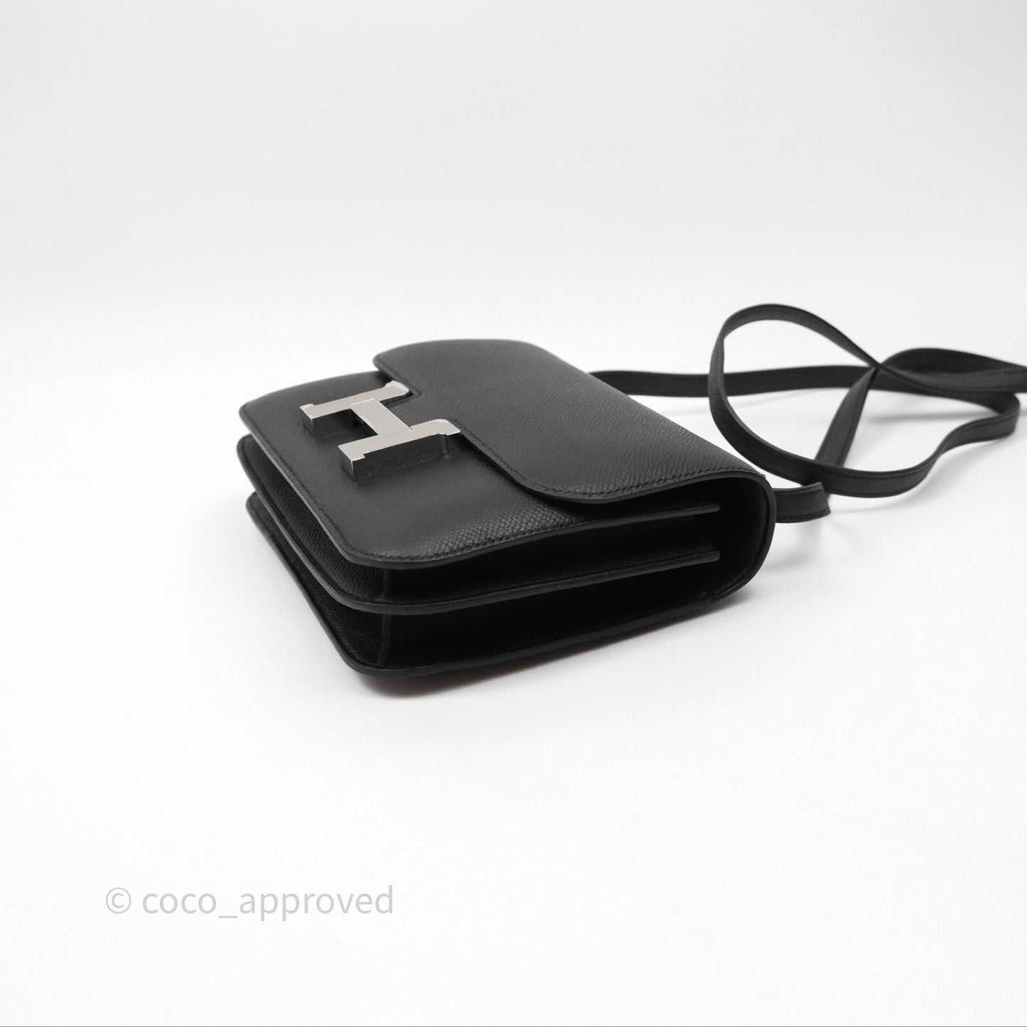 Hermès Constance Mini 18cm Mirror Noir 89 Epsom Palladium Hardware
