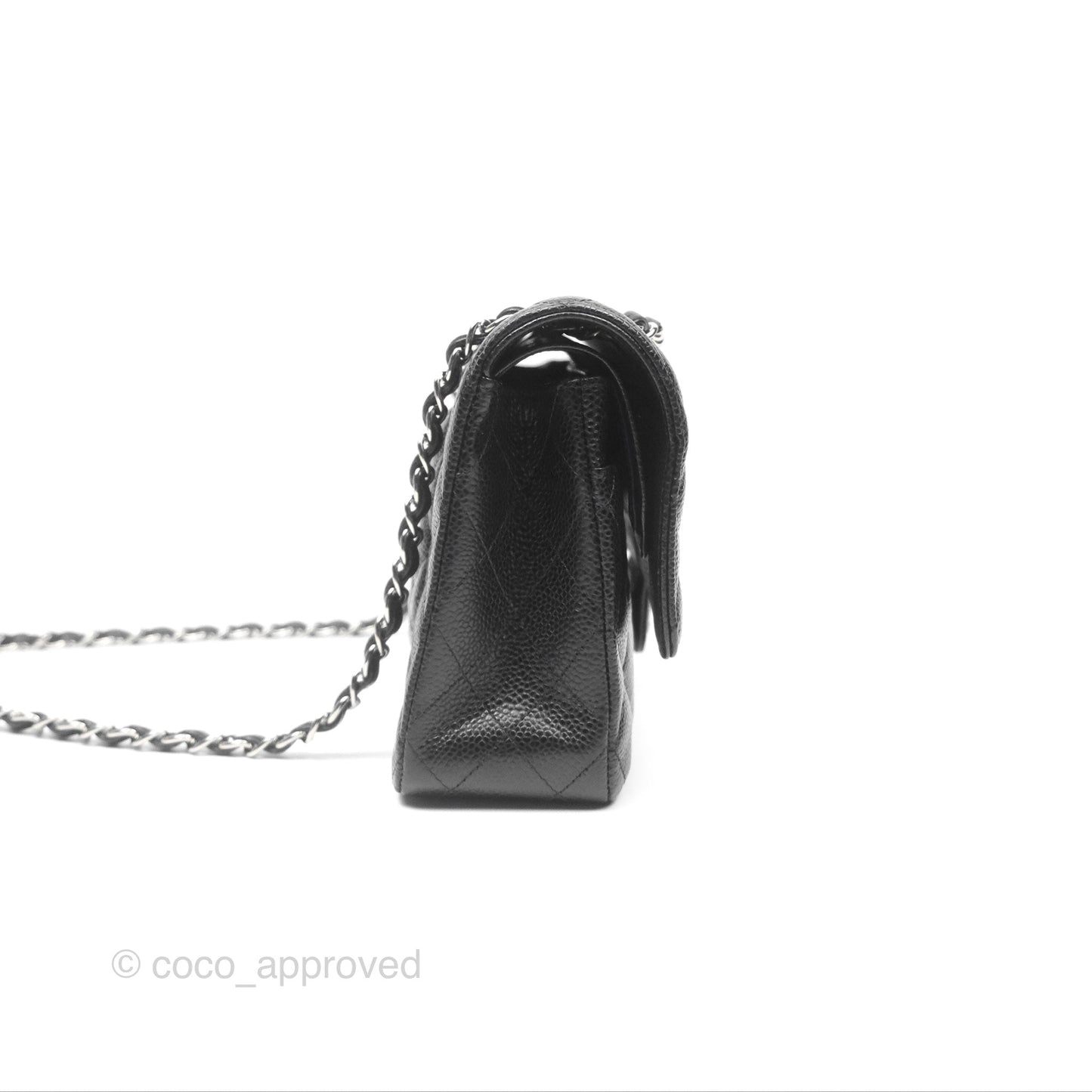 Chanel Classic M/L Medium Flap Quilted Black Caviar Silver Hardware