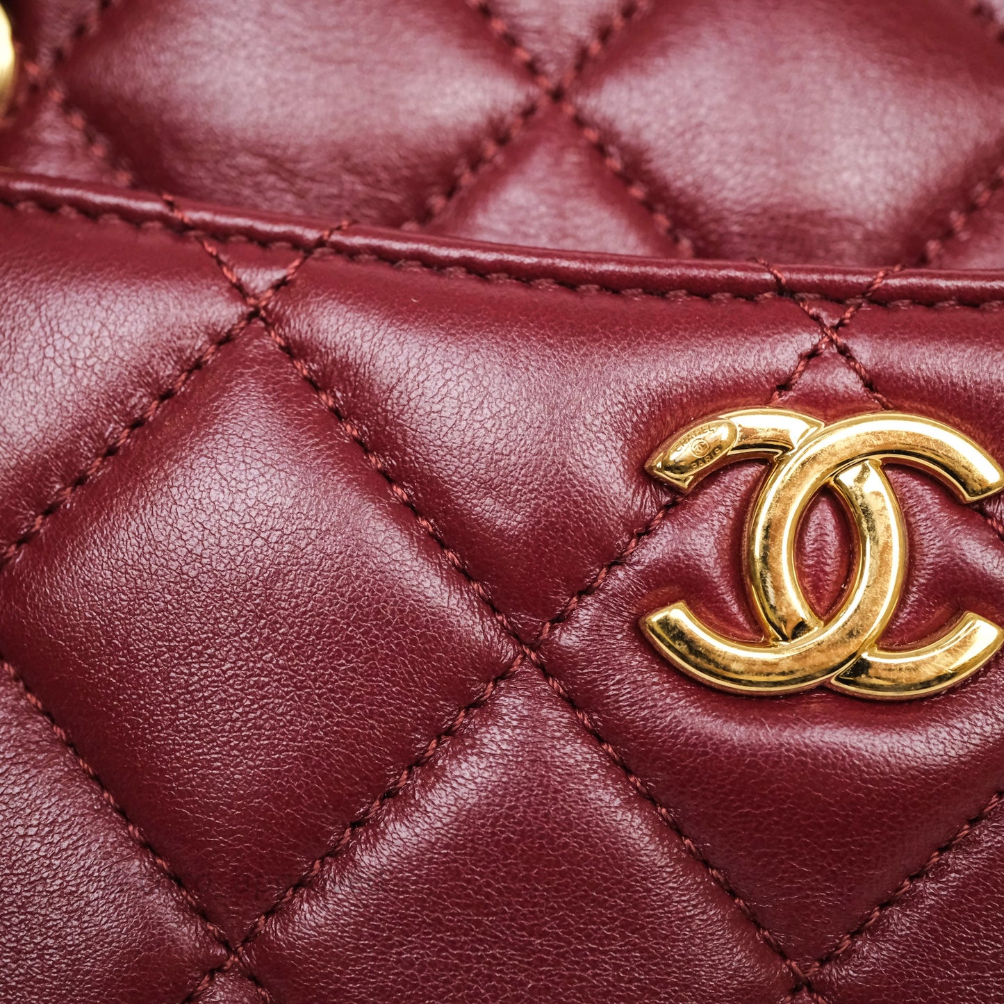 Chanel Small Camera Bag Burgundy Lambskin Gold Hardware