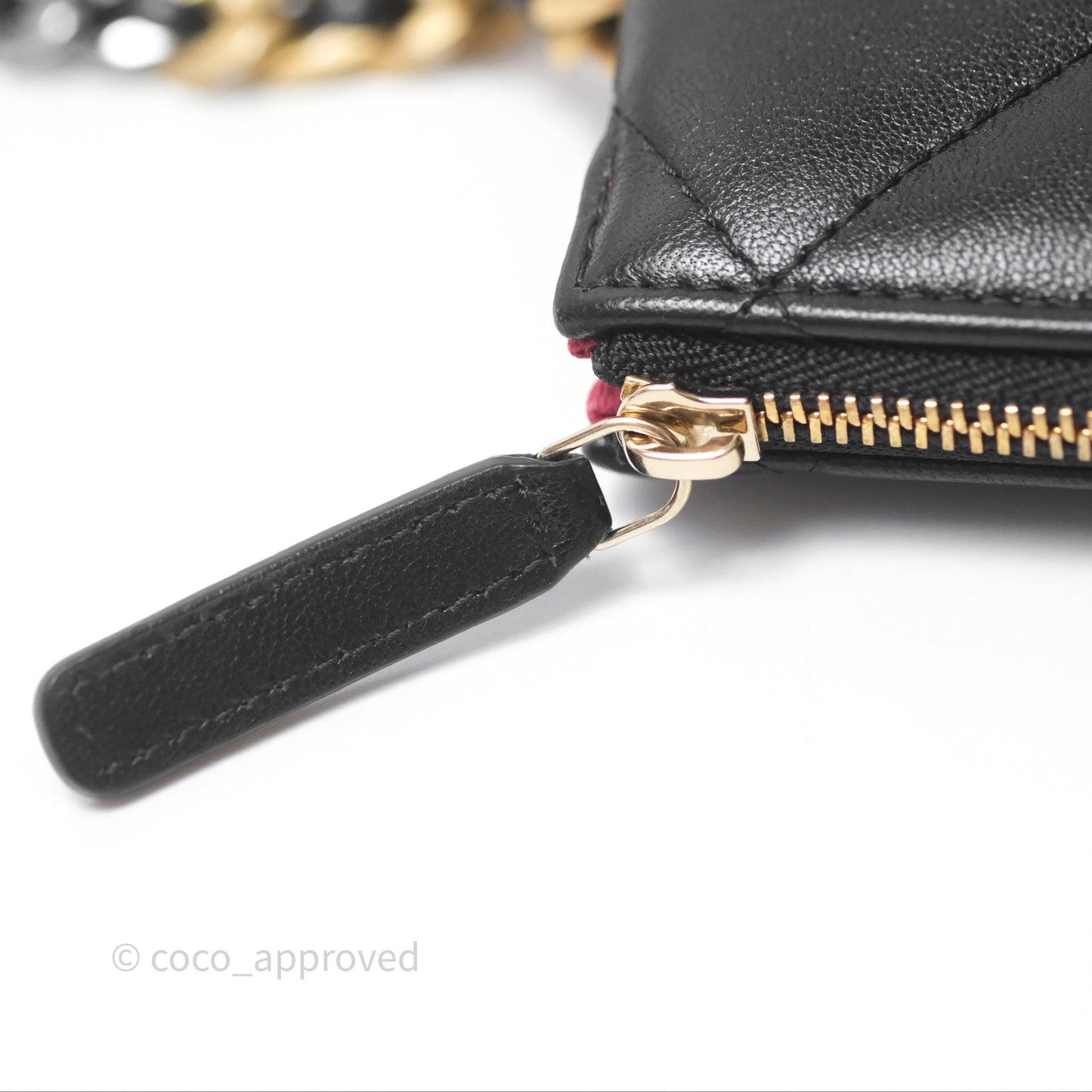 Chanel 19 Pouch Black Shiny Goatskin Mixed Hardware