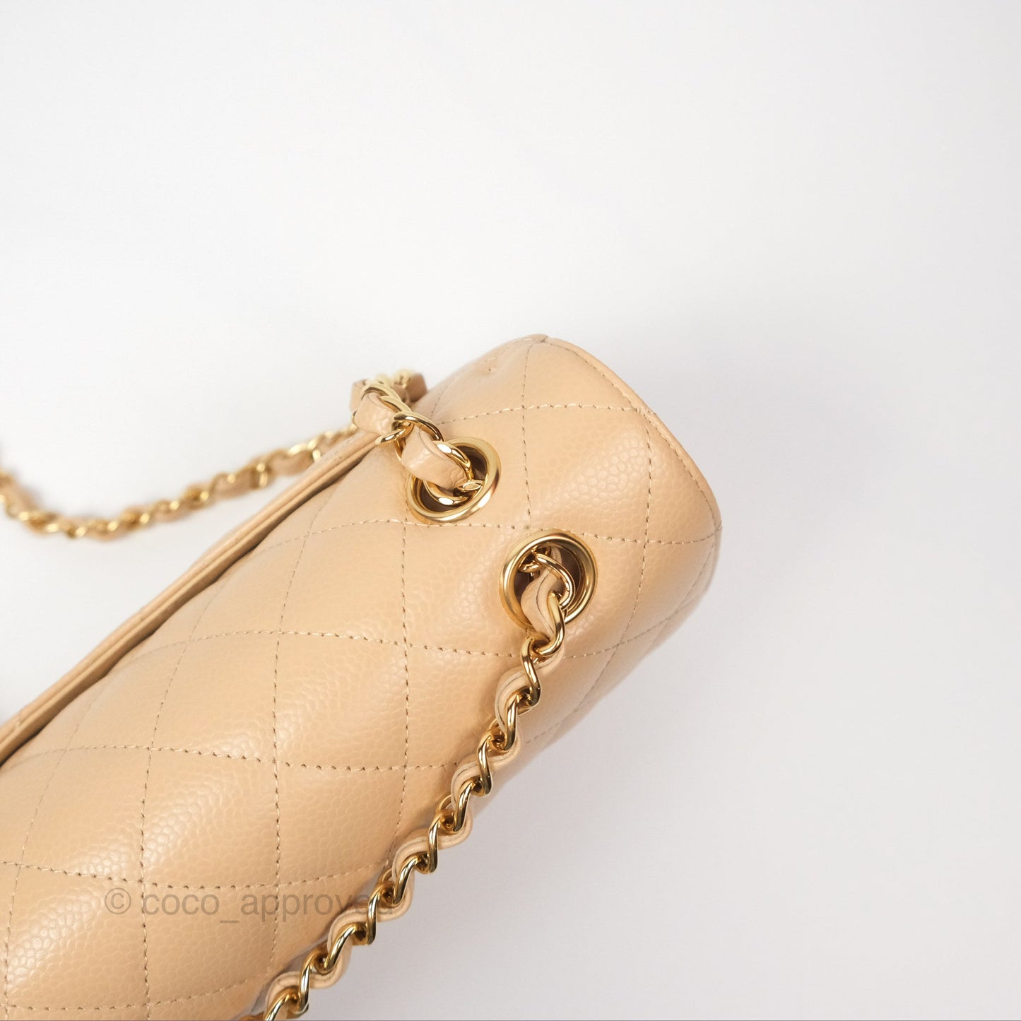 Chanel Classic Small S/M Quilted Flap Beige Caviar Gold Hardware