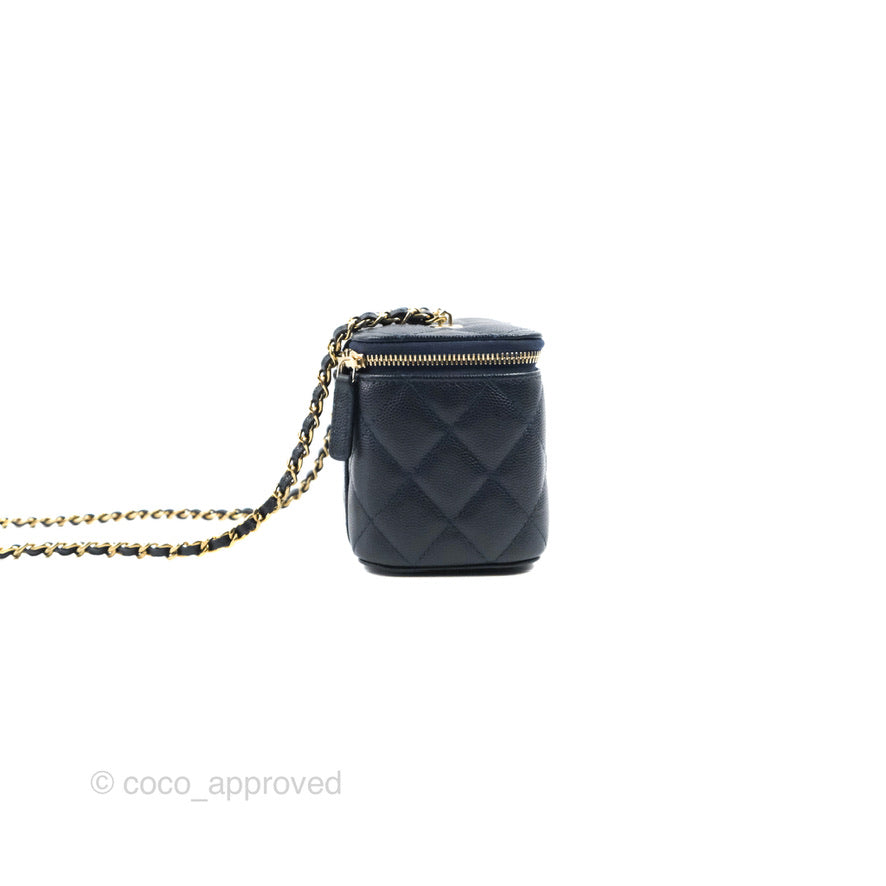 Chanel Vanity with Chain Navy Caviar Gold Hardware