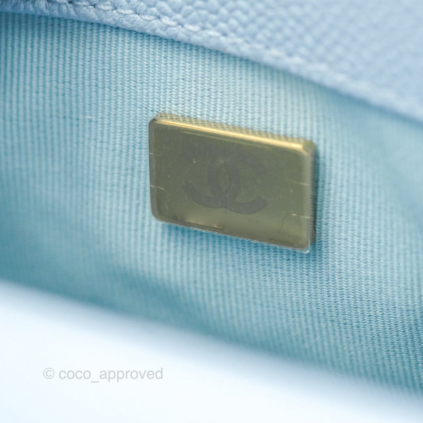 Chanel Quilted My Perfect Mini Iridescent Blue Caviar Aged Gold Hardware