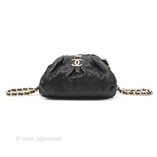 Chanel Quilted Clutch with Chain Black Lambskin Gold Hardware