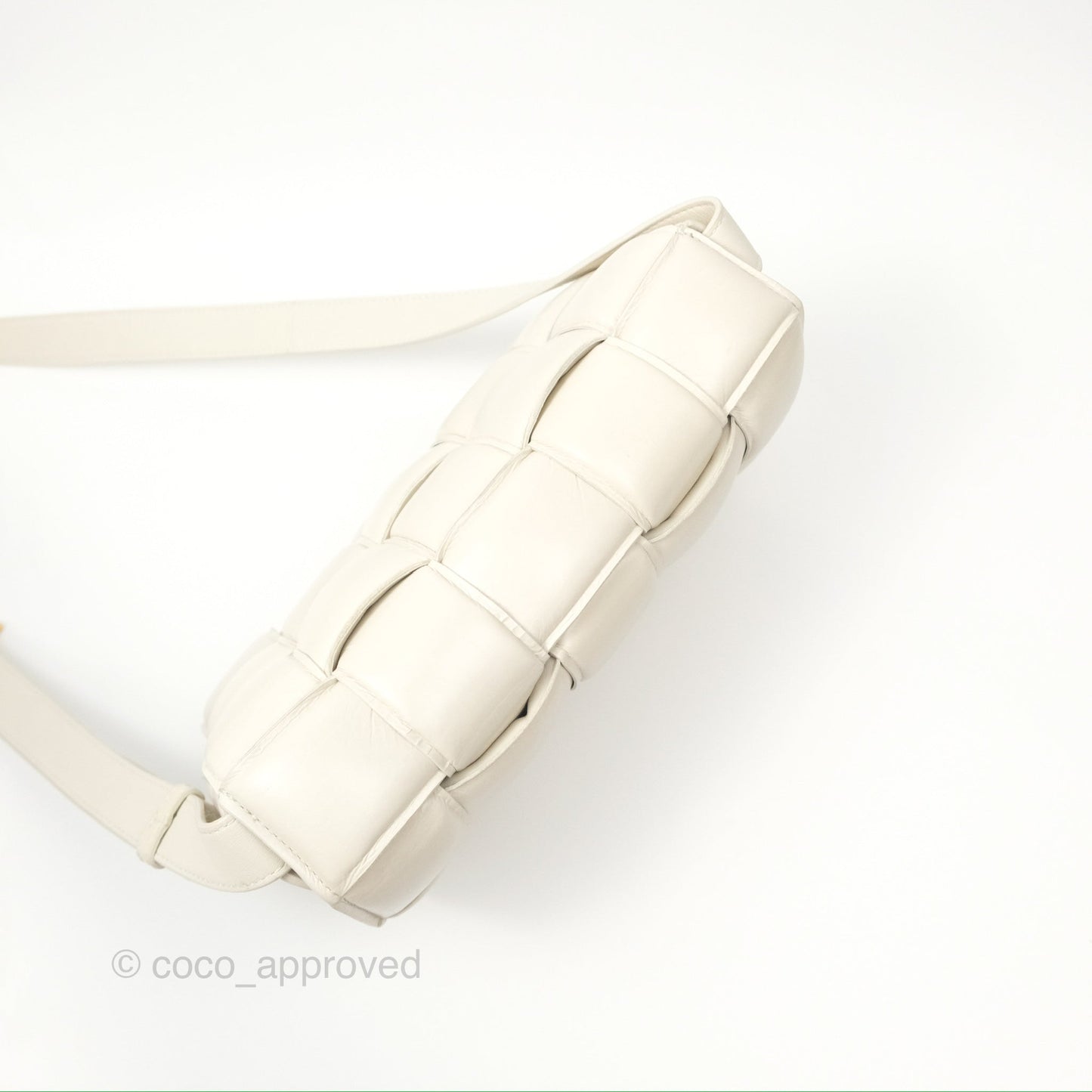 Bottega Veneta Padded Cassette Shoulder Bag Intrecciato Chalk Paper Calfskin