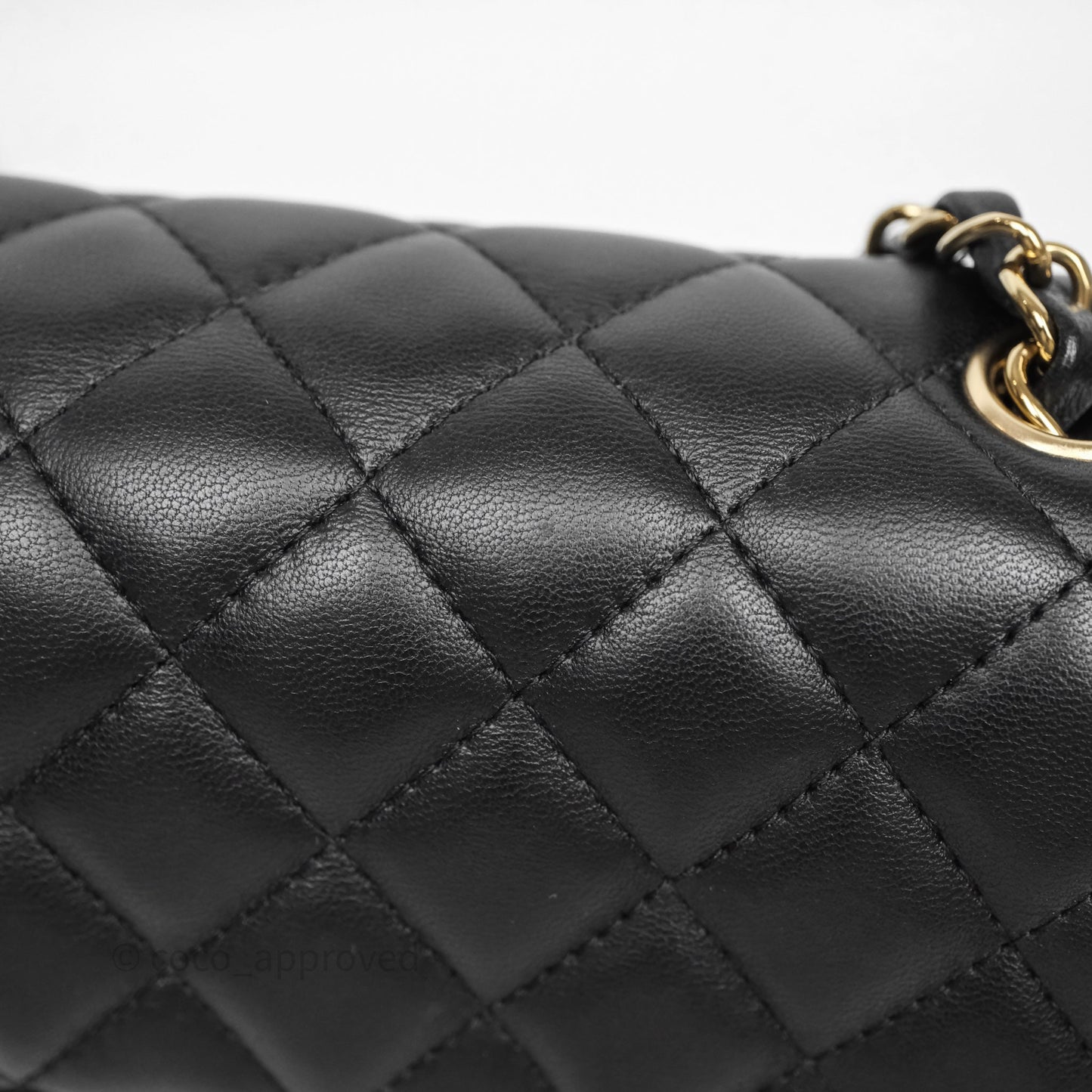 Chanel Mini Square Quilted Black Lambskin Gold Hardware