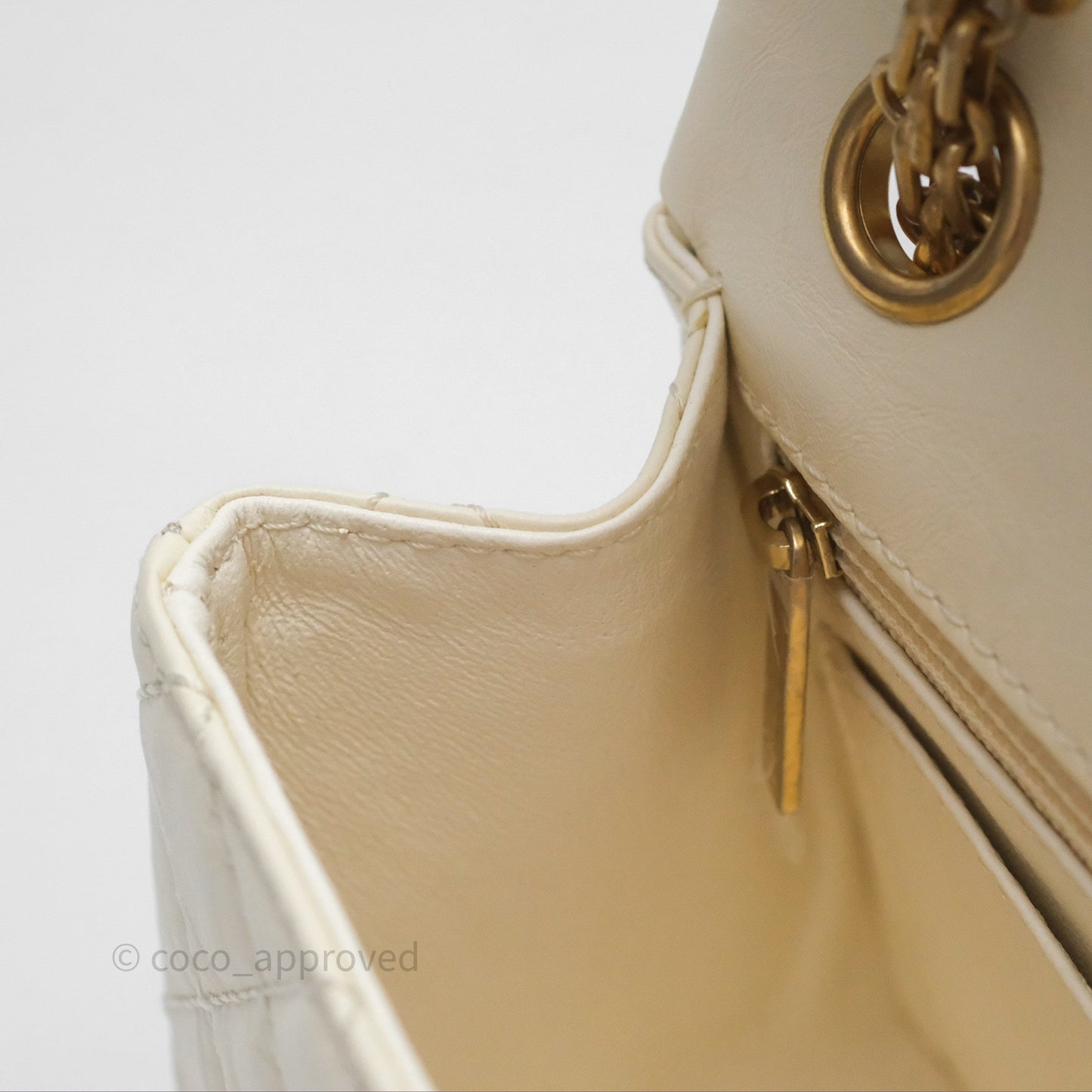 Chanel Mini Reissue 224 White Ivory Aged Calfskin Aged Gold Hardware