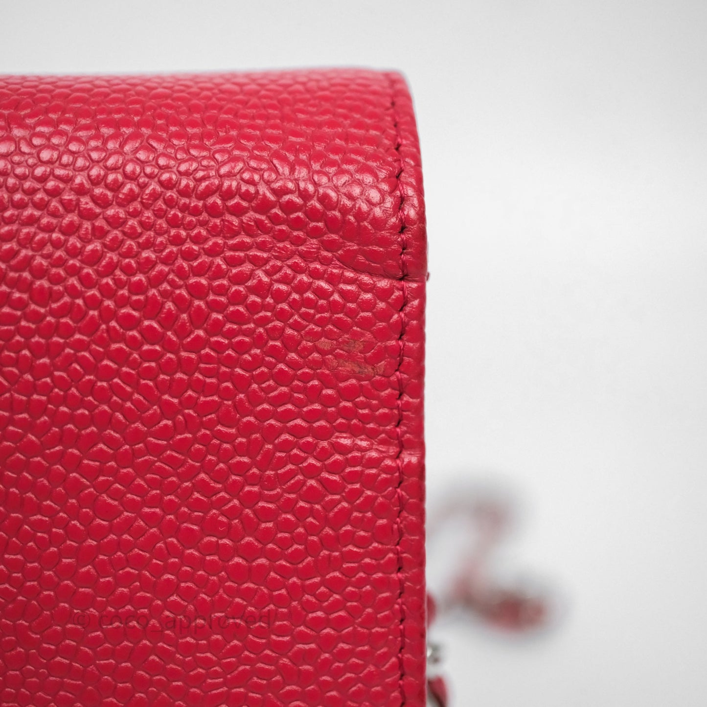 Chanel CC Wallet On Chain WOC Dark Pink Caviar Silver Hardware