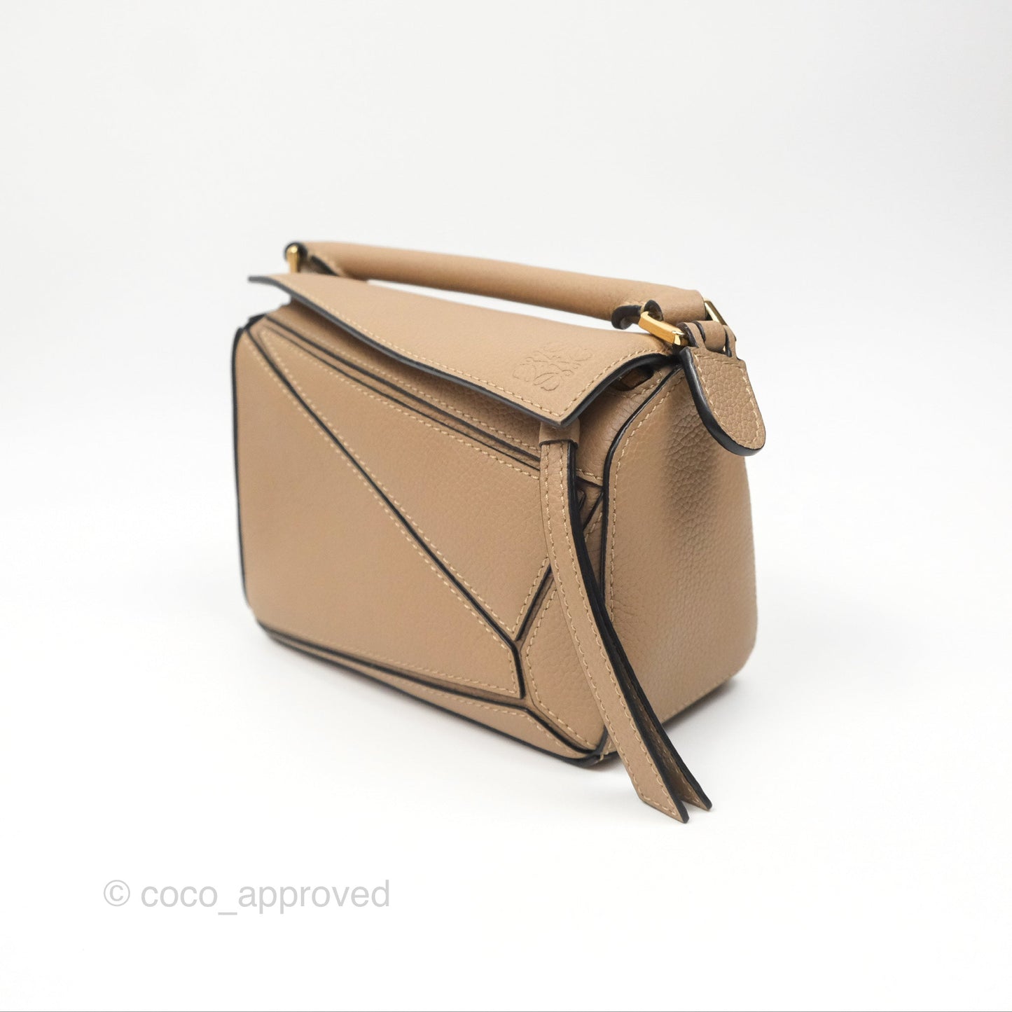 Loewe Mini Puzzle Bag Sand Calfskin Gold Hardware