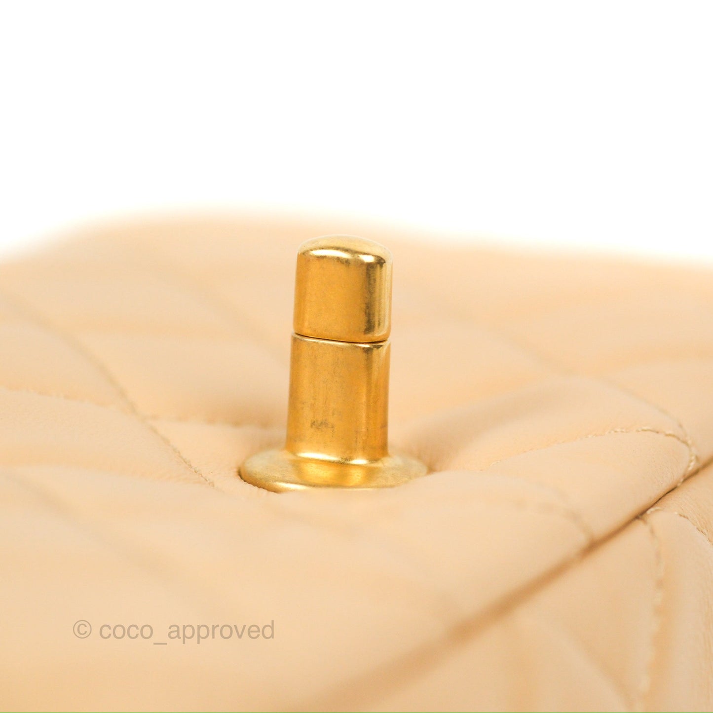 Chanel Mini Rectangular Pearl Crush Beige Lambskin Aged Gold Hardware