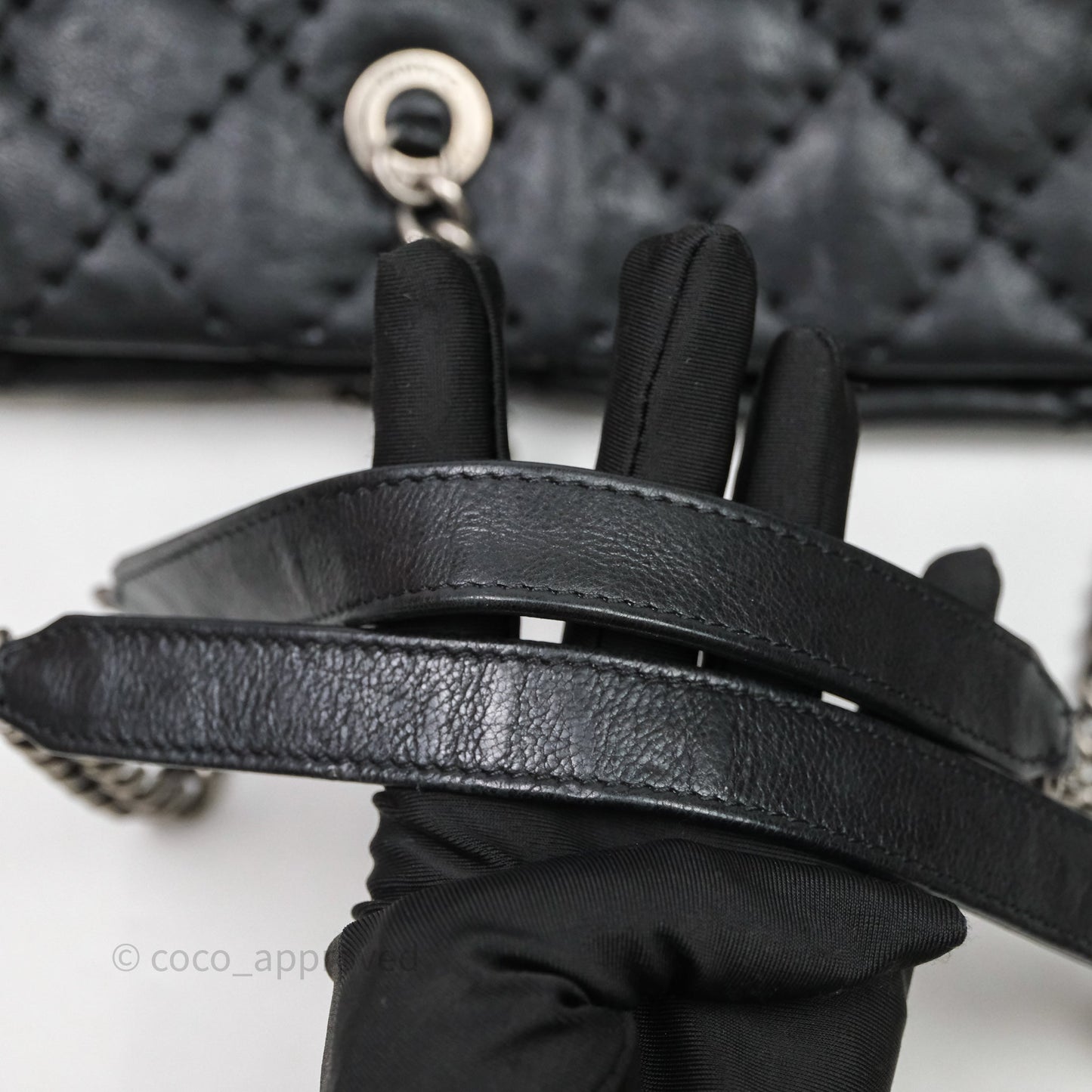 Chanel Ultimate Stitch Shopping Tote Black Calfskin Aged Silver Hardware