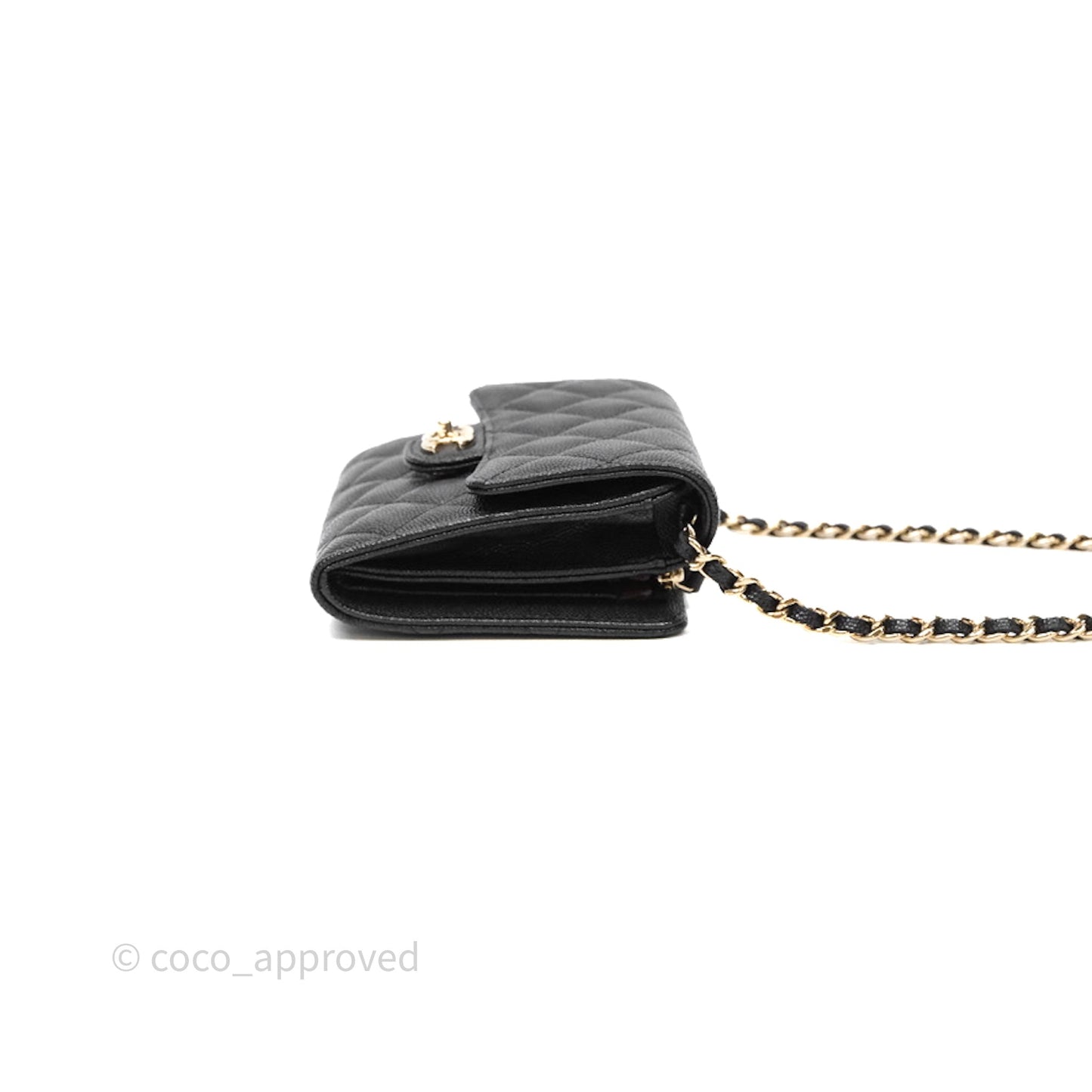 Chanel Quilted Mini Wallet on Chain WOC Black Caviar Gold Hardware