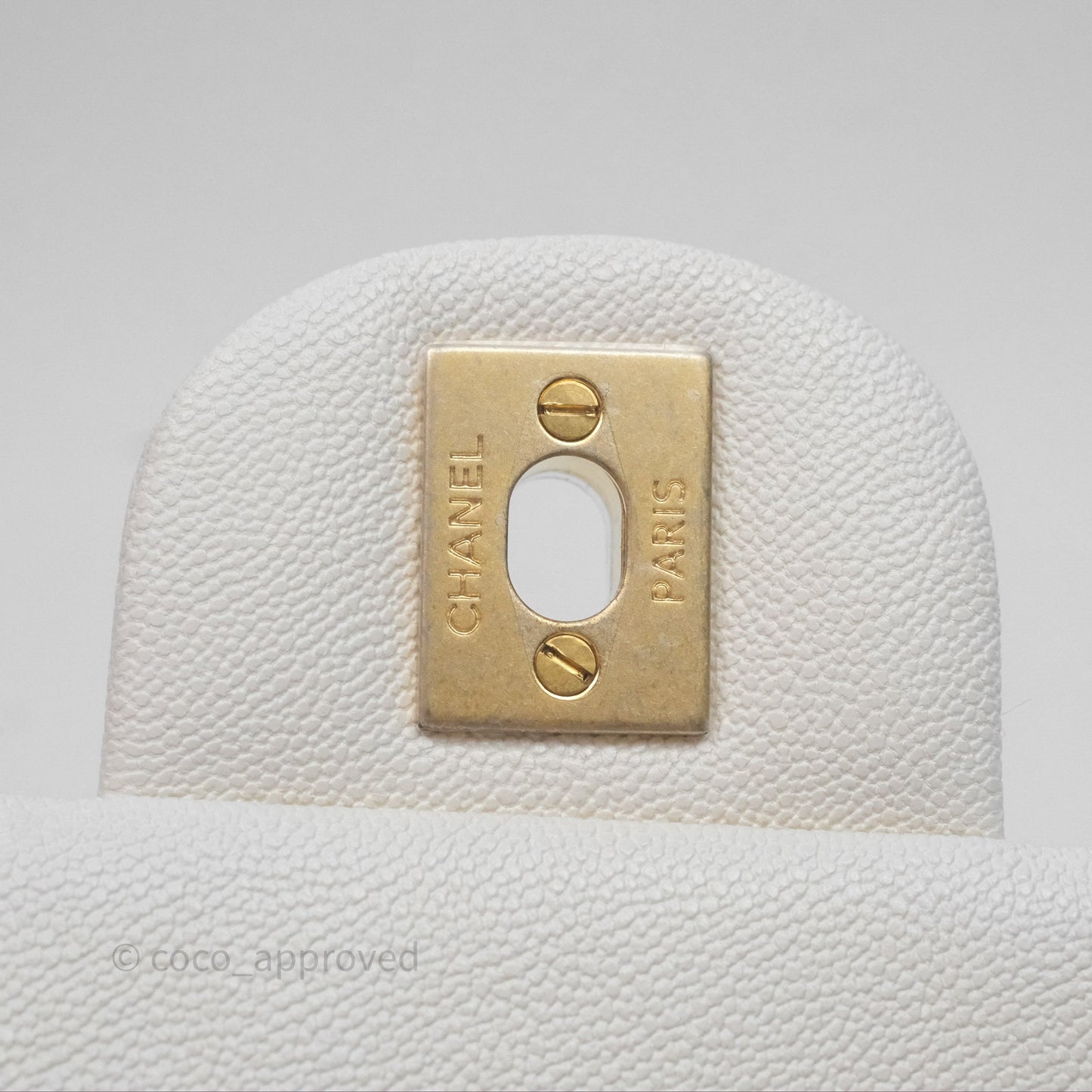 Chanel Top Handle Mini Rectangular Flap Bag Ivory White Caviar Aged Gold Hardware