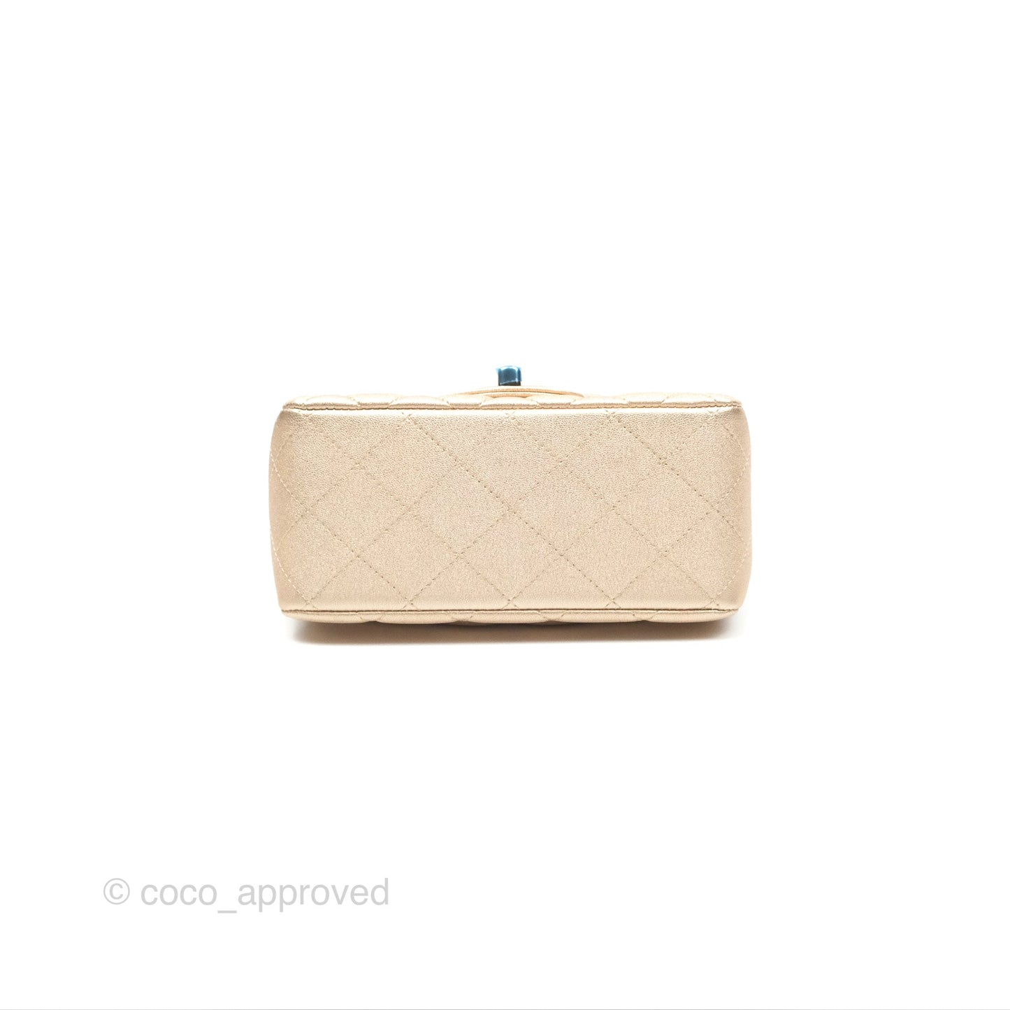 Chanel Quilted Mini Square Iridescent Gold Lambskin Gold Hardware 21P