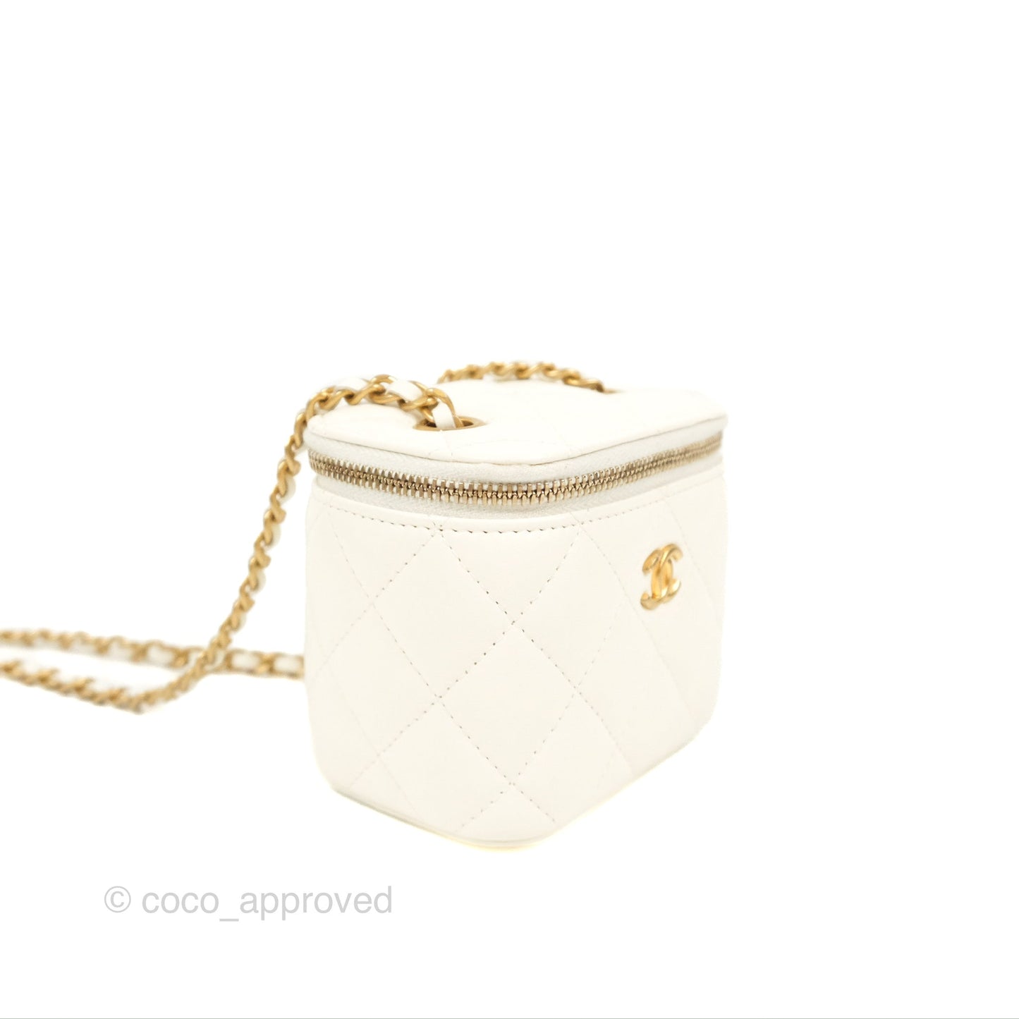 Chanel Mini Pearl Crush Vanity With Chain White Gold Hardware