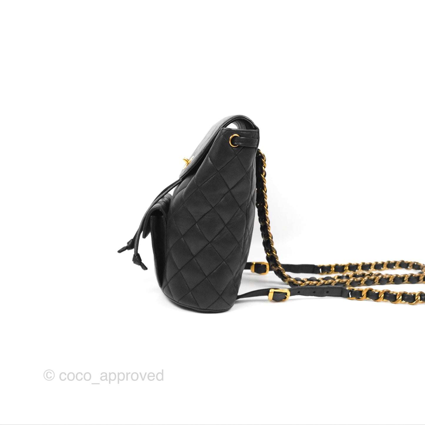 Chanel Vintage CC Duma Backpack Black Lambskin 24K Gold Hardware