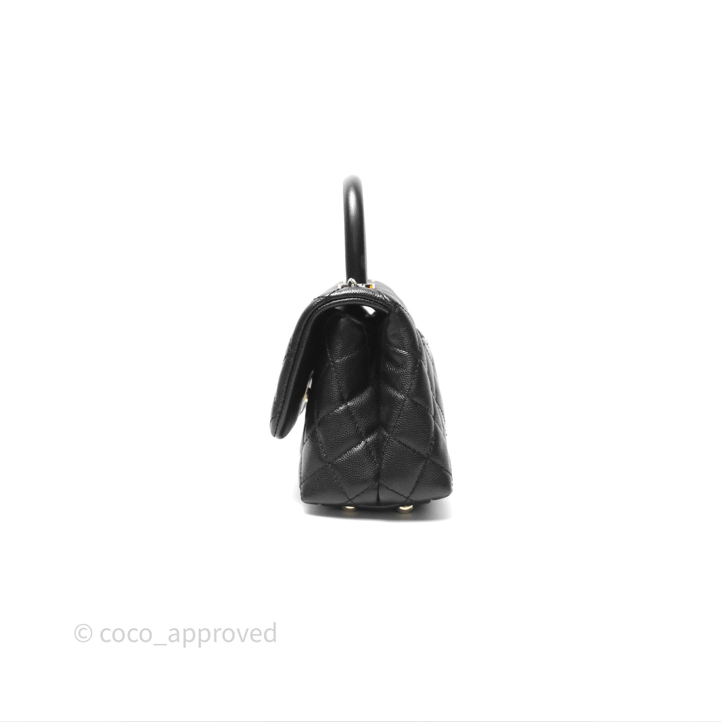 Chanel Mini Coco Handle Quilted Black Caviar Gold Hardware