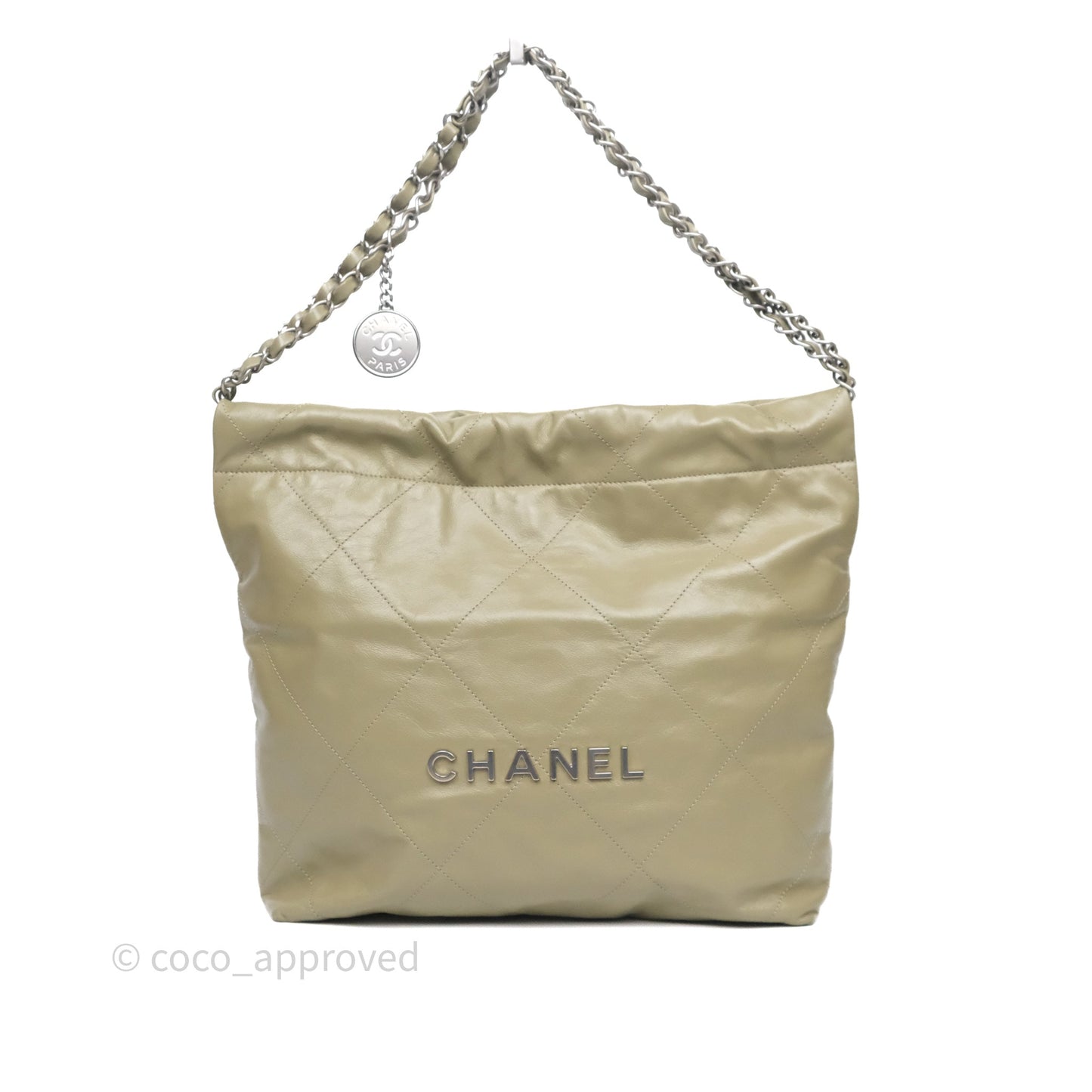 Chanel 22 Small Sage Green Shiny Calfskin Silver Hardware