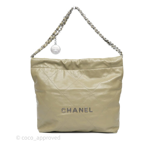 Chanel 22 Small Sage Green Shiny Calfskin Silver Hardware