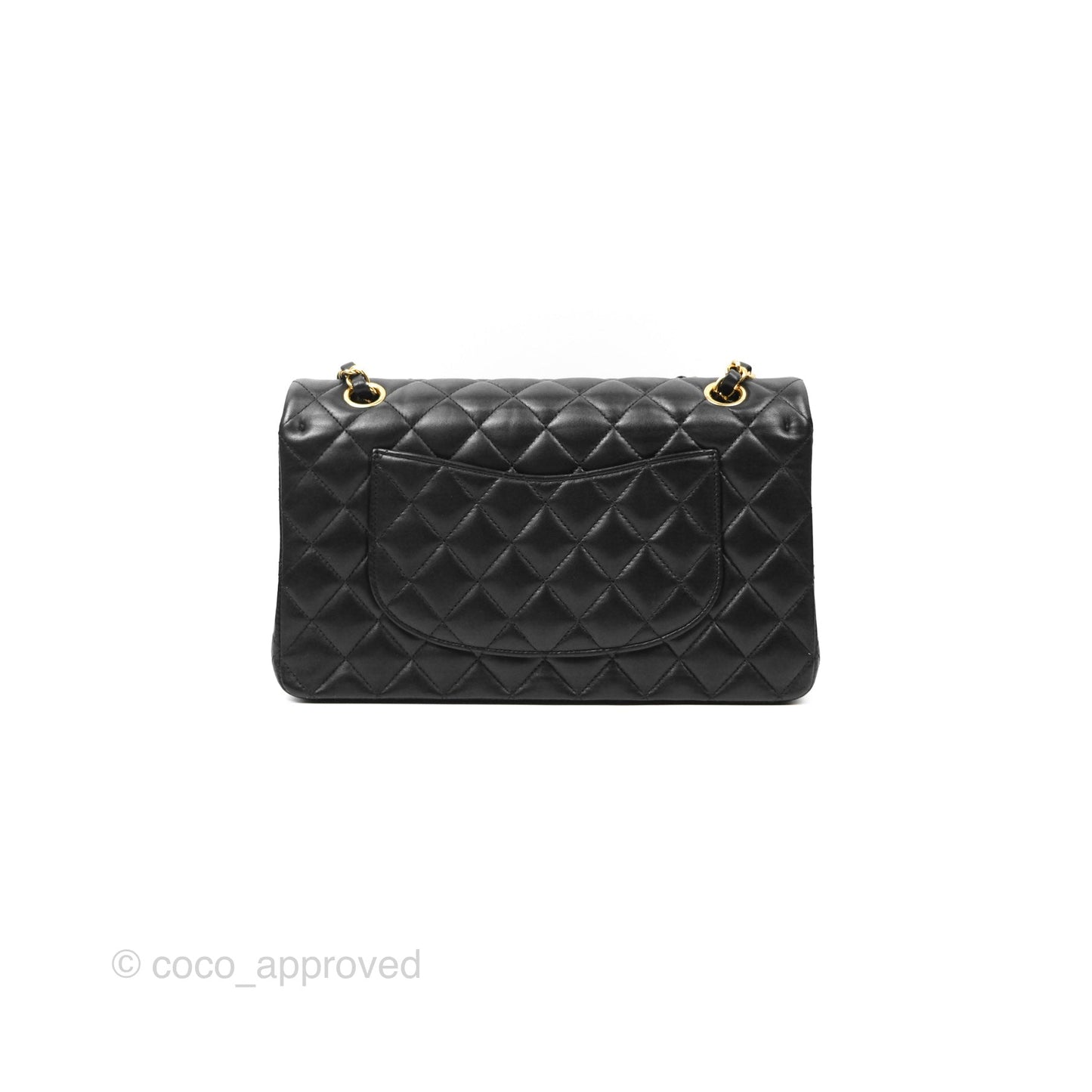 Chanel Classic M/L Medium Flap Quilted Black Lambskin Gold Hardware