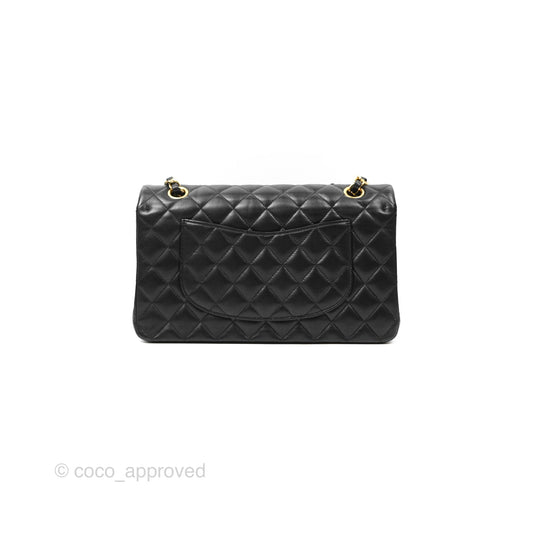Chanel Classic M/L Medium Flap Quilted Black Lambskin Gold Hardware