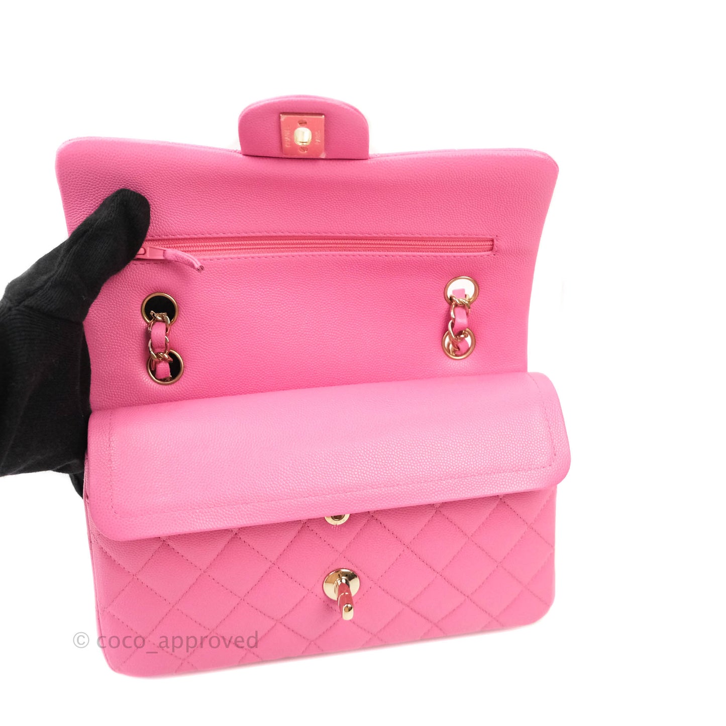 Chanel Classic Small S/M Flap Pink Caviar Gold Hardware 21P