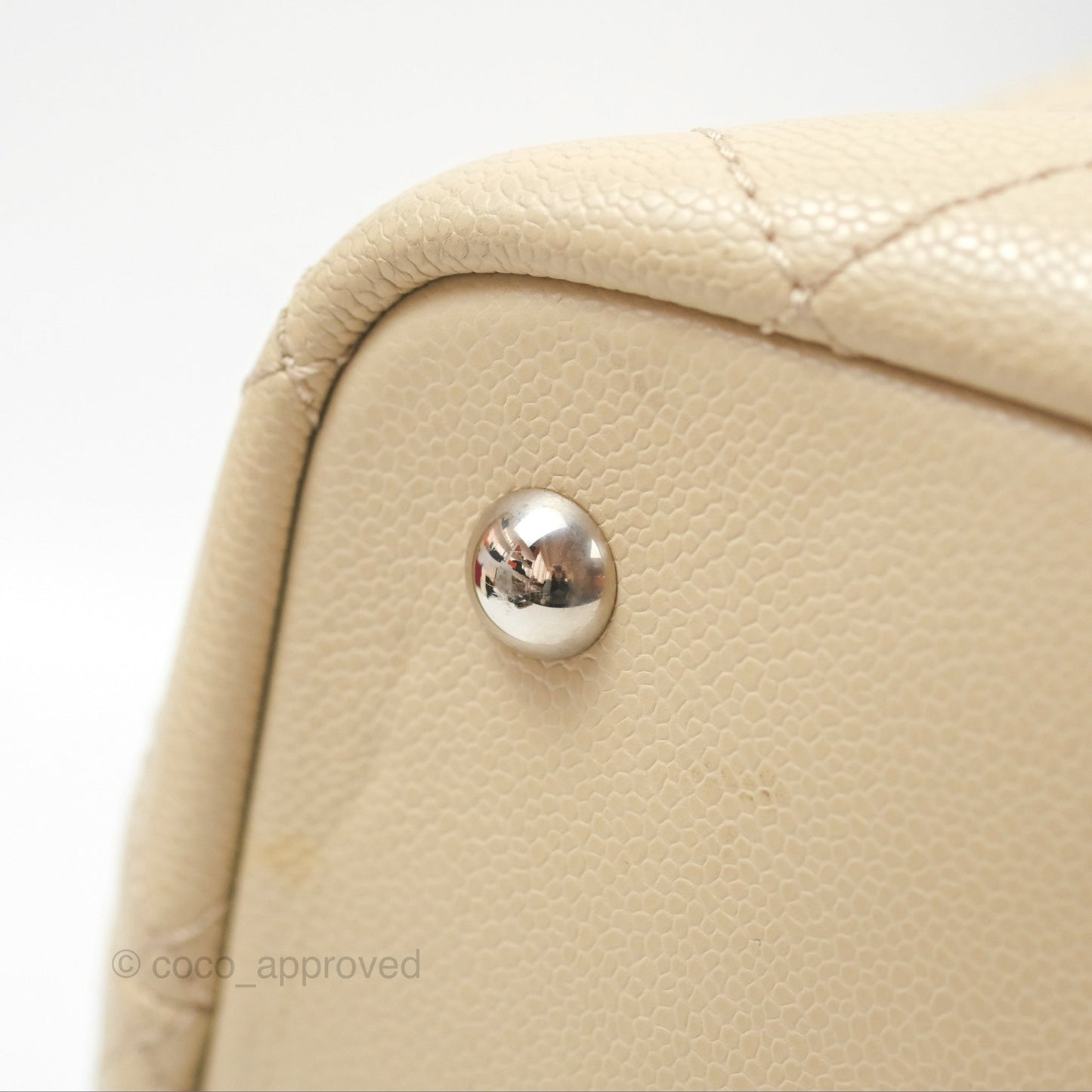 Chanel Large Fever Shopping Tote Quilted Beige Black Caviar
