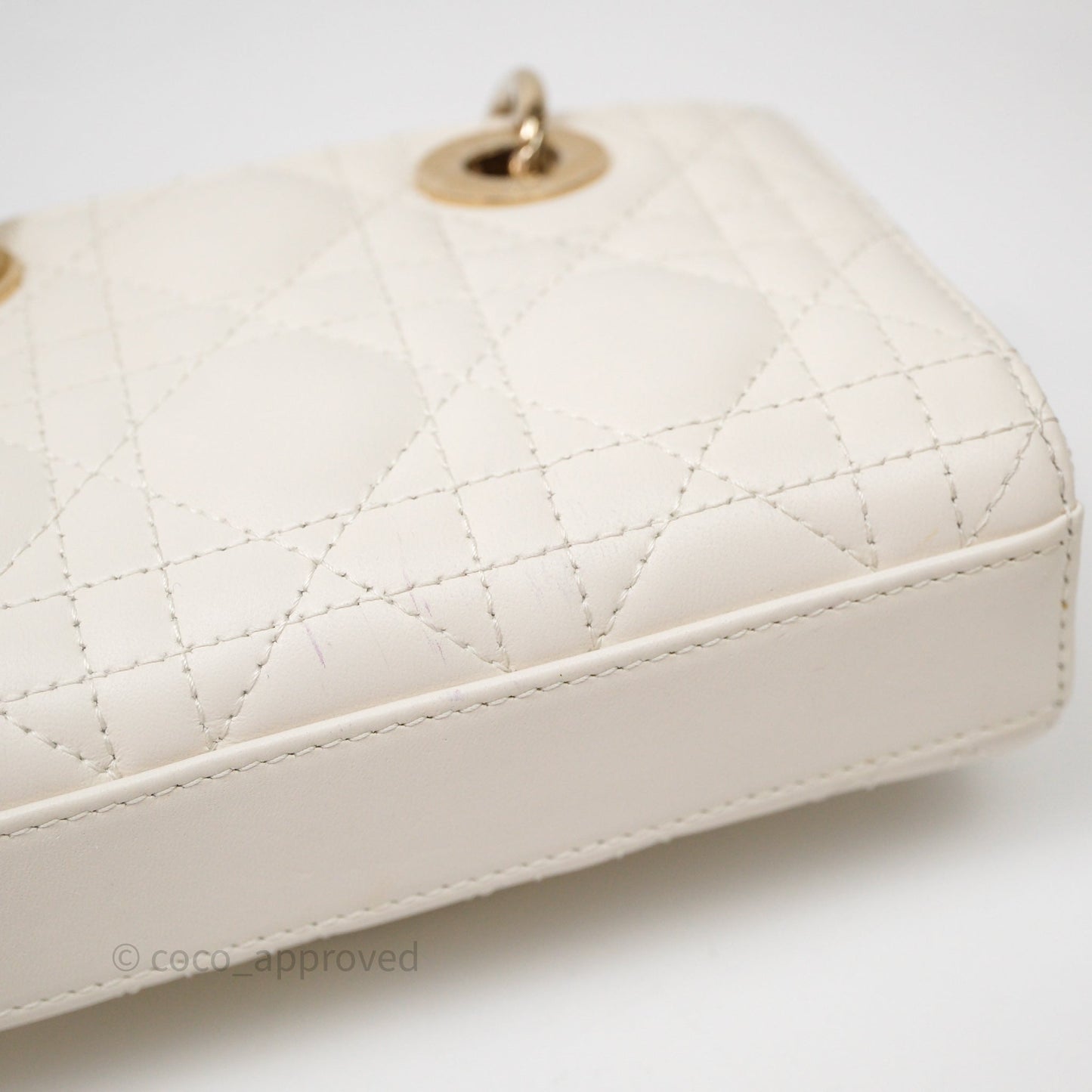 Christian Dior Micro Lady D-Joy Bag Latte Cannage Lambskin Gold Hardware