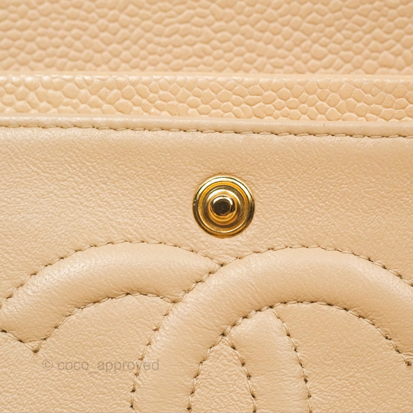 Chanel Classic M/L Medium Flap Quilted Beige Caviar Gold Hardware