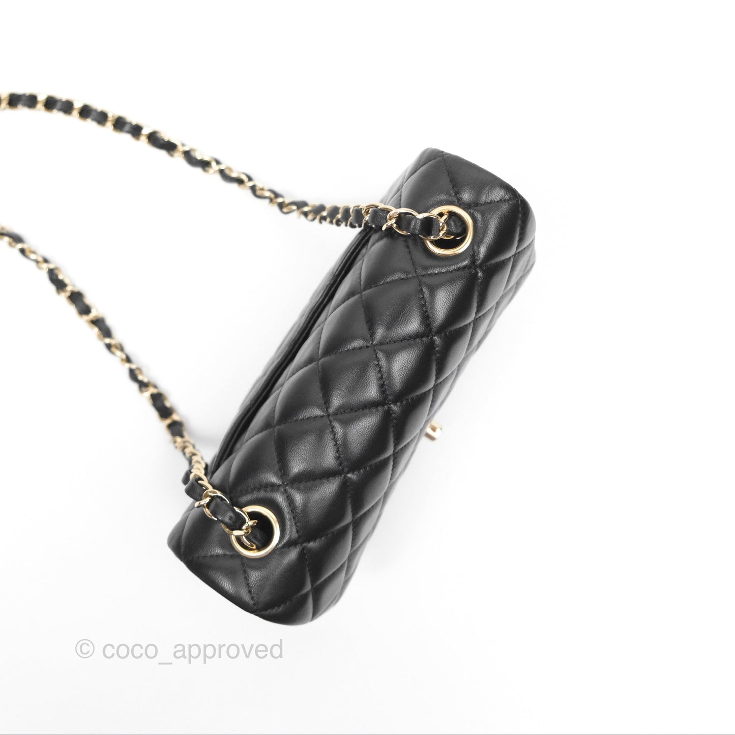 Chanel Mini Rectangular Flap Quilted Black Lambskin Gold Hardware
