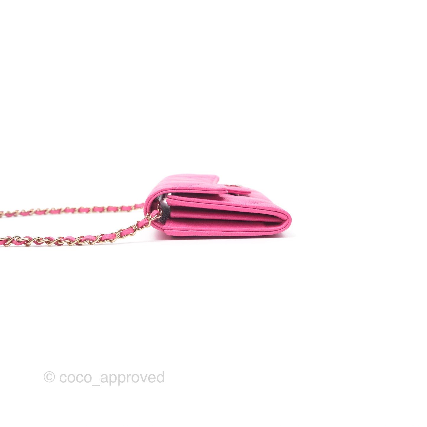 Chanel Mini Wallet With Chain Pink Caviar Gold Hardware