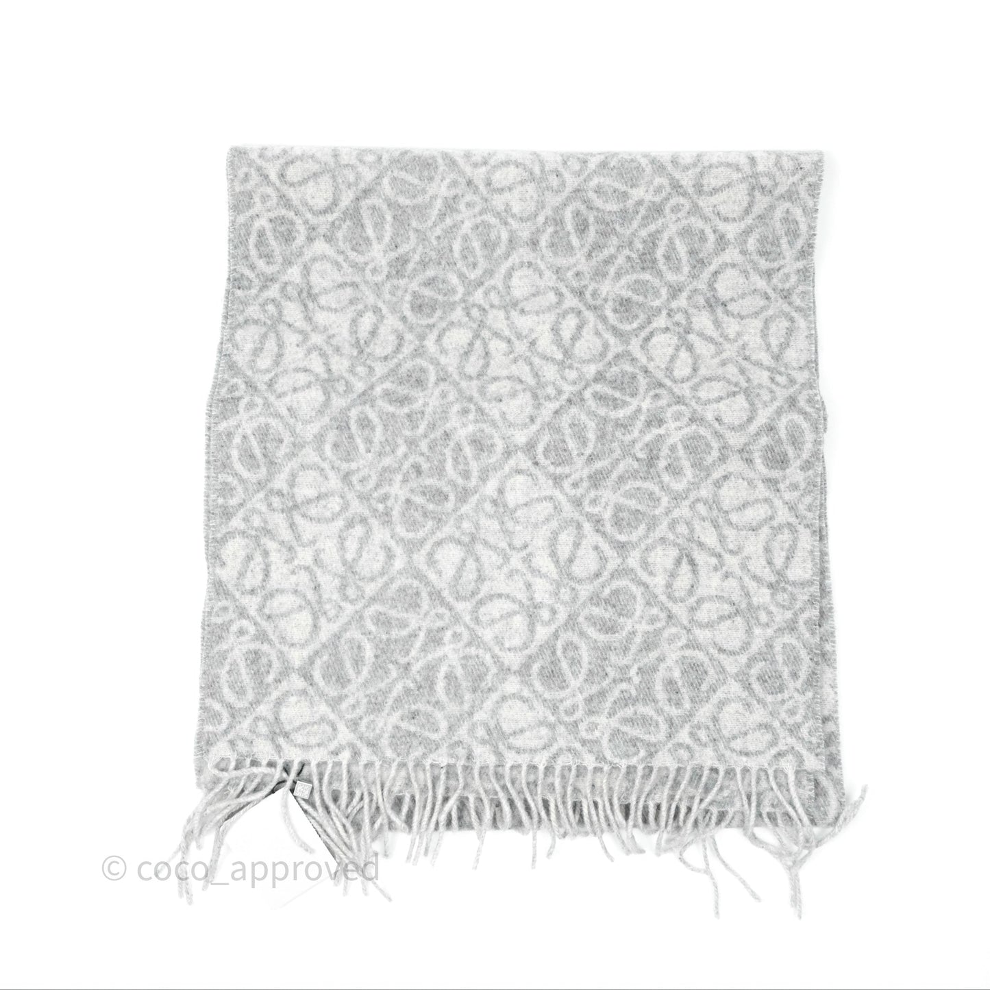 Loewe Anagram Wool Cashmere Scarf Light Grey