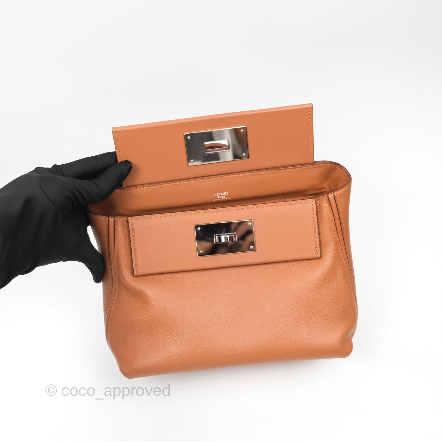 Hermès 24/24 21 Mini Gold 37 Evercolor/ Swift Palladium Hardware
