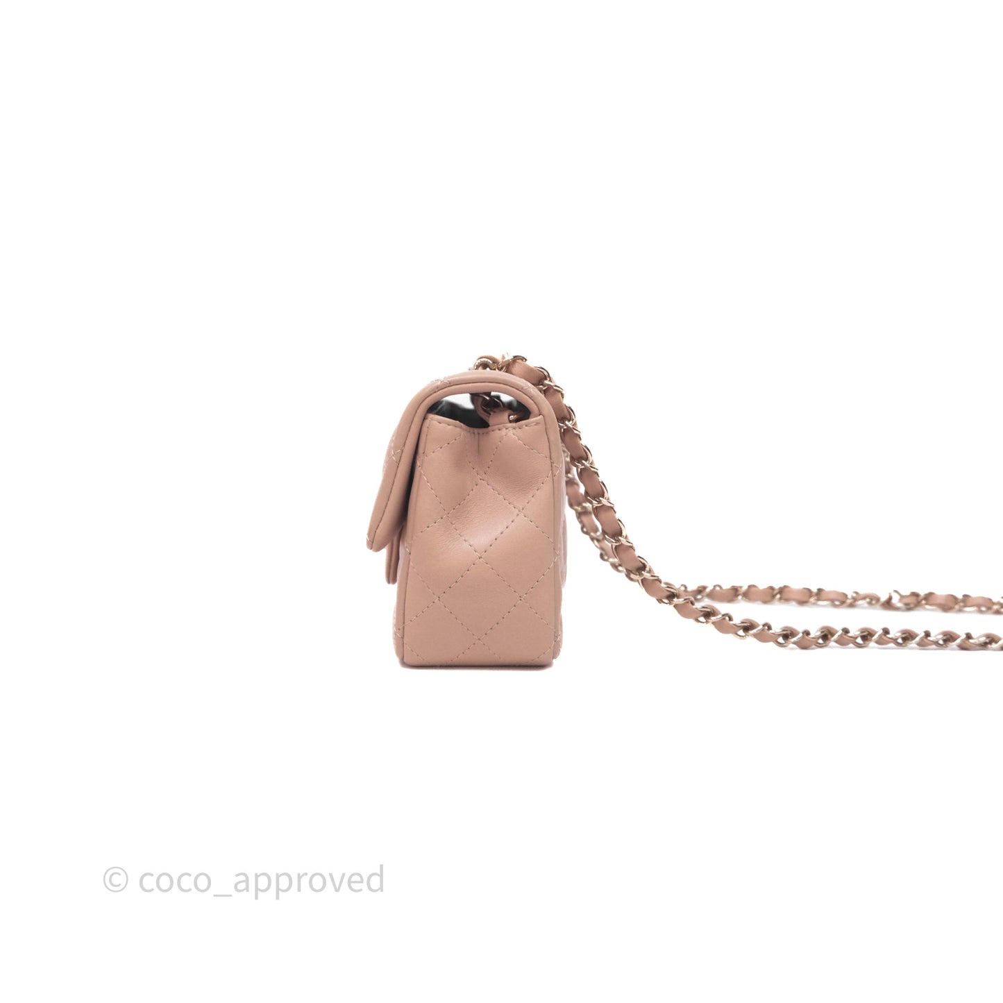 Chanel Mini Rectangular Quilted Beige Lambskin Gold Hardware