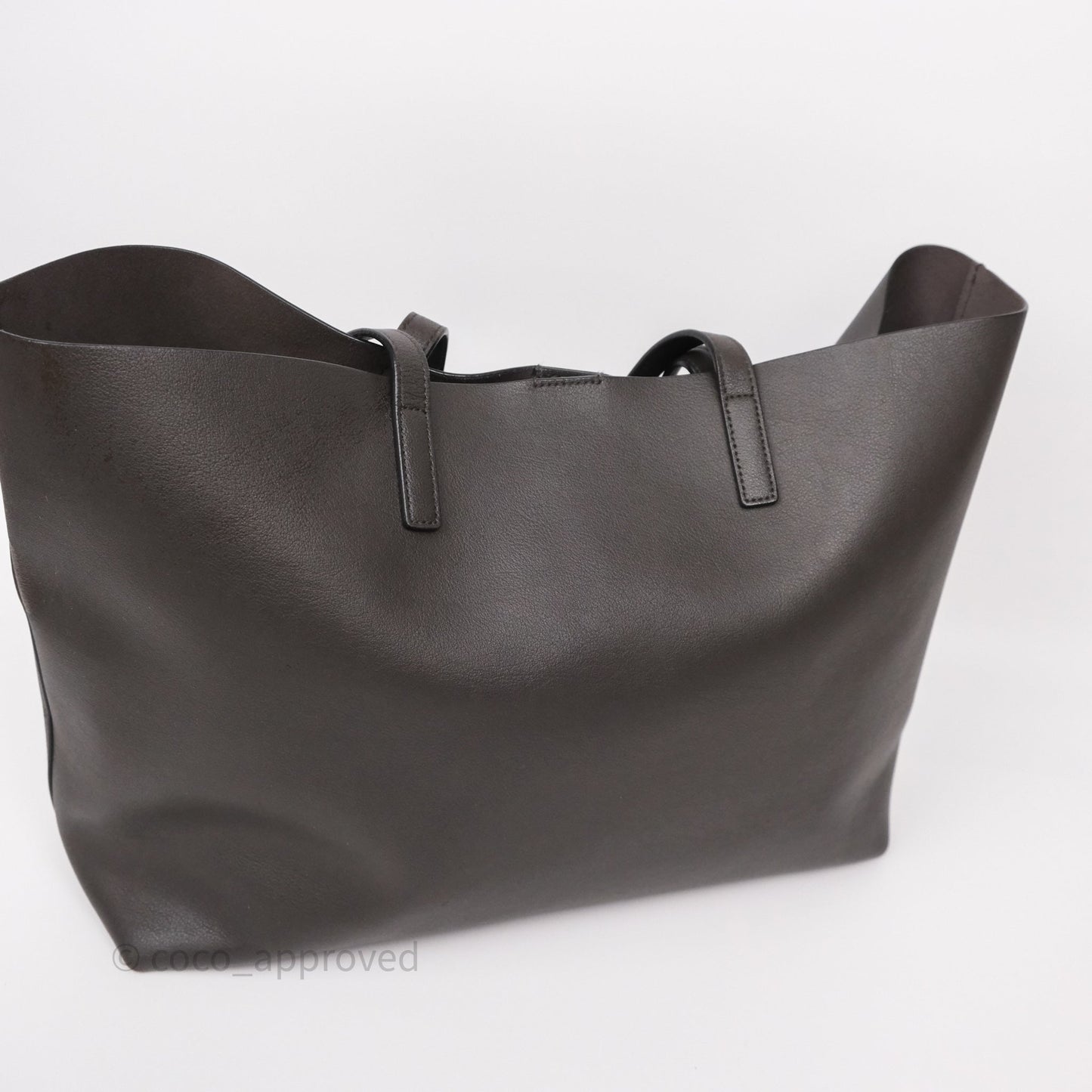 Saint Laurent Large Shopping Tote Dark Grey Calfskin