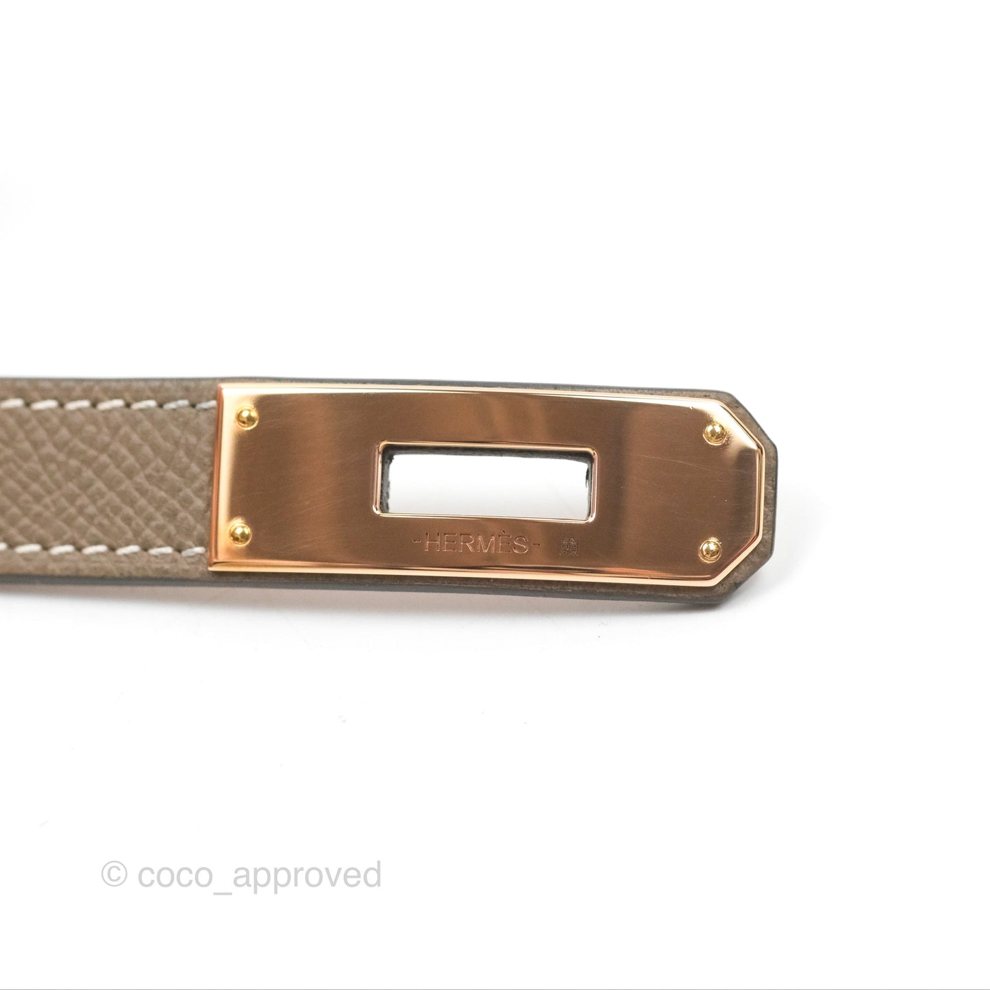 Hermès Kelly Buckle Belt Etoupe Epsom Rose Gold Hardware