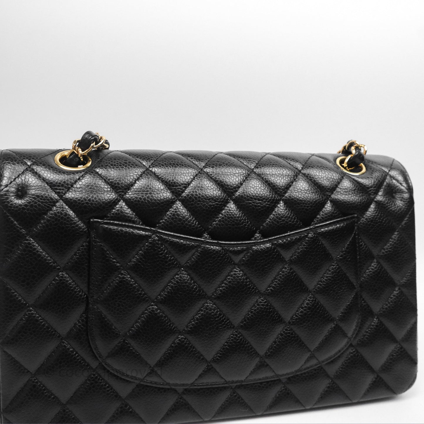Chanel Classic M/L Medium Flap Quilted Black Caviar Gold Hardware