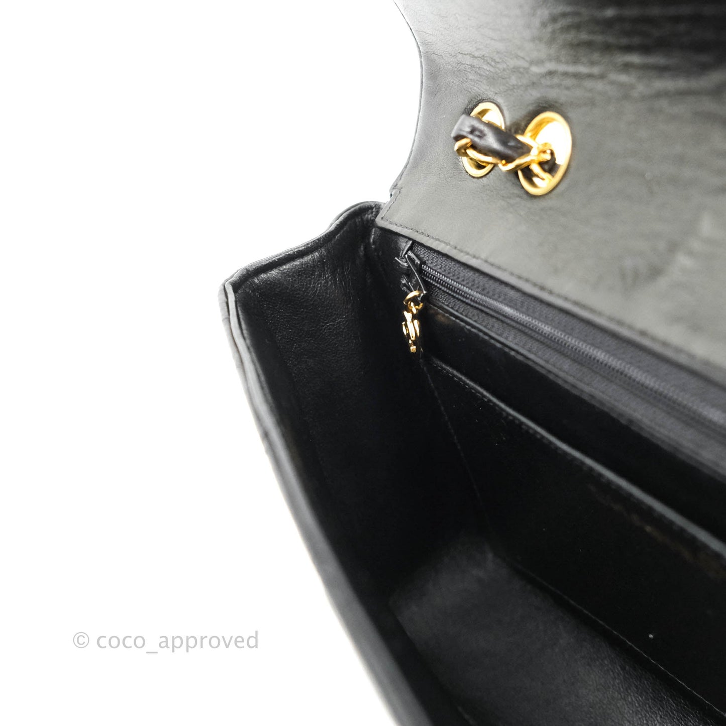 Chanel Vintage Small Flap Bag Black Lambskin 24K Gold Hardware