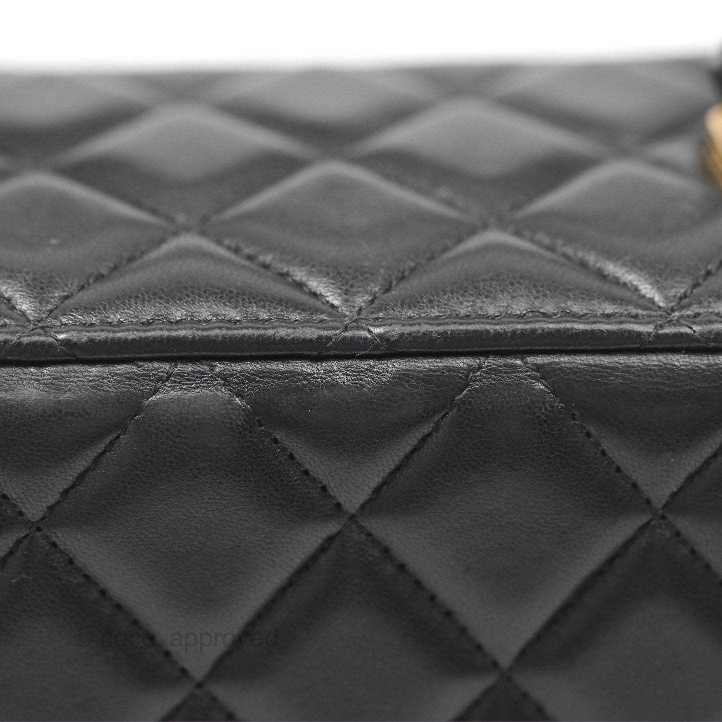 Chanel Vanity Rectangular Top Handle Black Lambskin Aged Gold Hardware