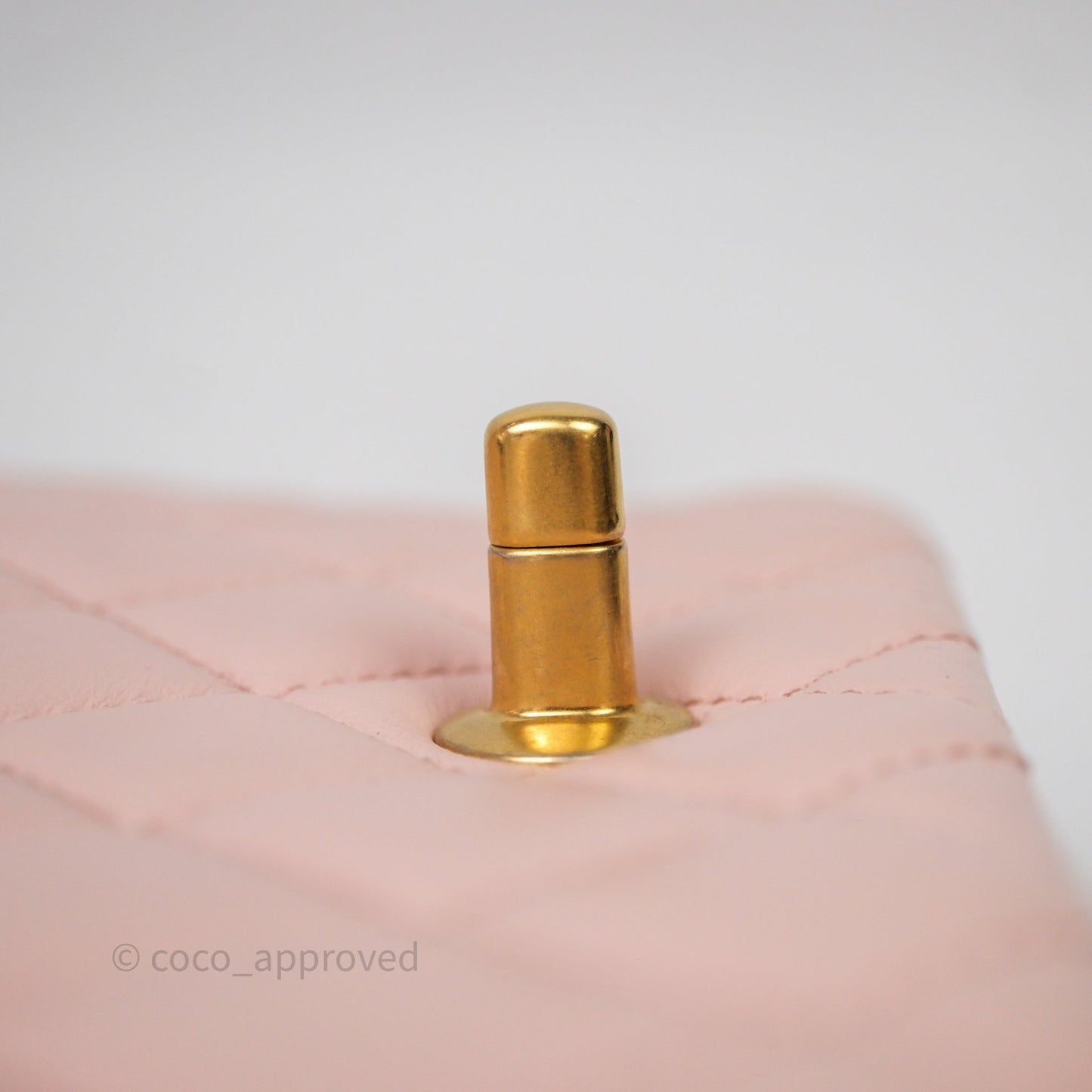 Chanel Pearl Crush Mini Square Quilted Pink Lambskin Aged Gold Hardware