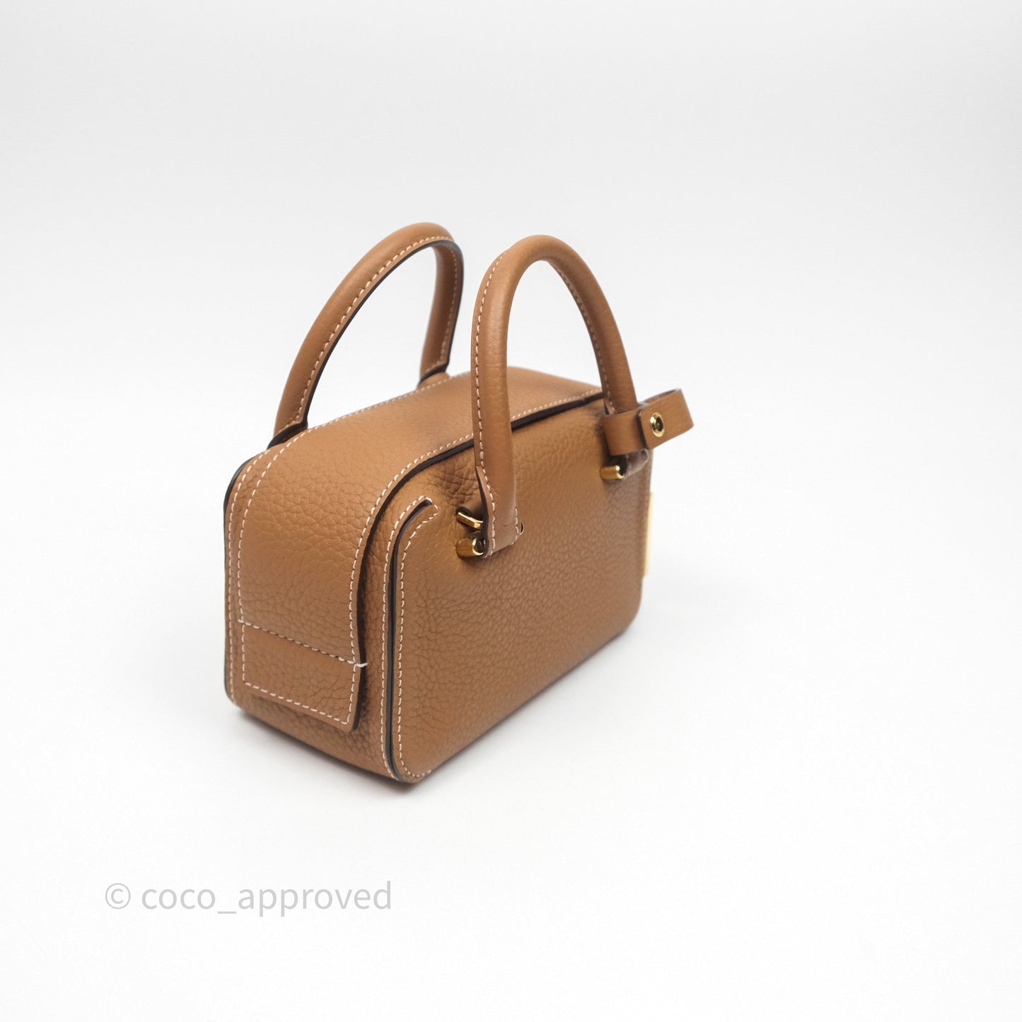 Delvaux Cool Box Nano Taurillon Soft Grained Calfskin Vegetal Ivory Gold Hardware